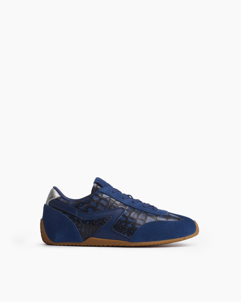 Ultra Slim Retro Runner Sneakers Embossed Leather & Suede 1