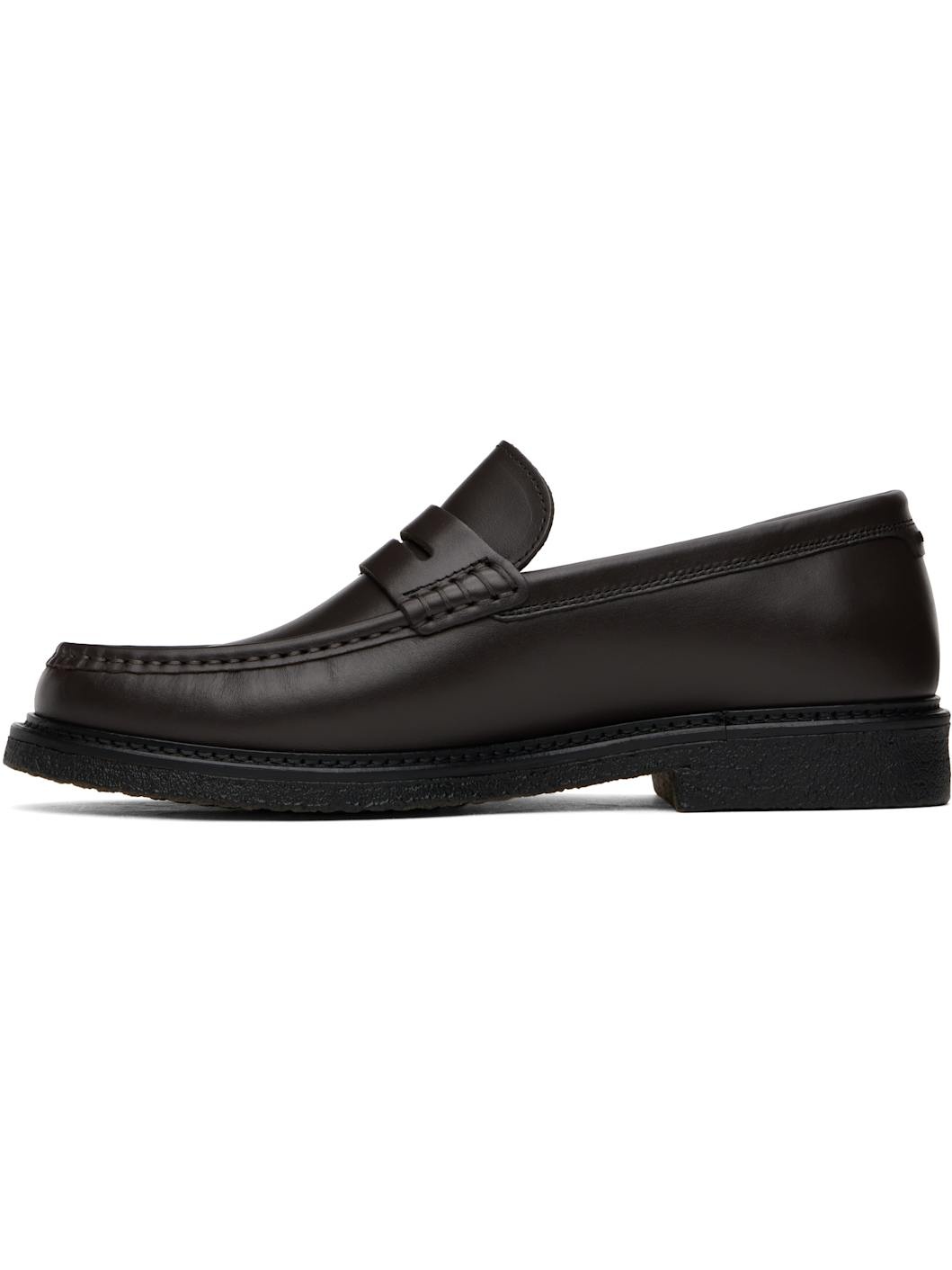 Brown Polished-Leather Loafers - 3