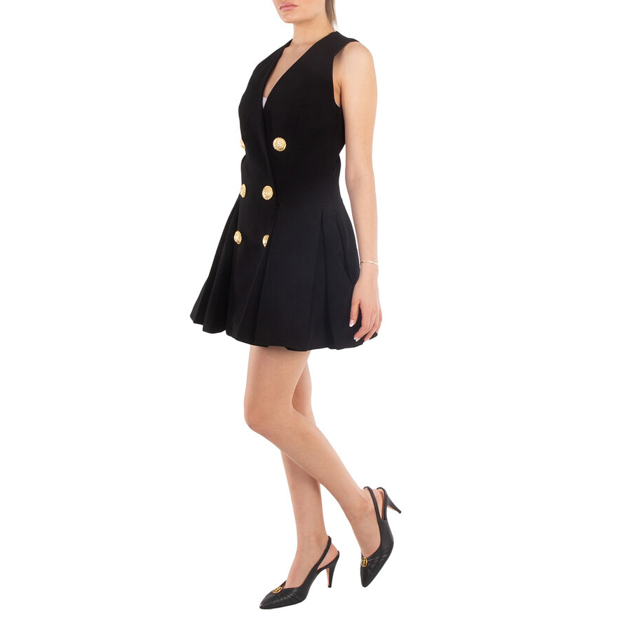 Balmain Pleated Flared Crepe Dress - 5
