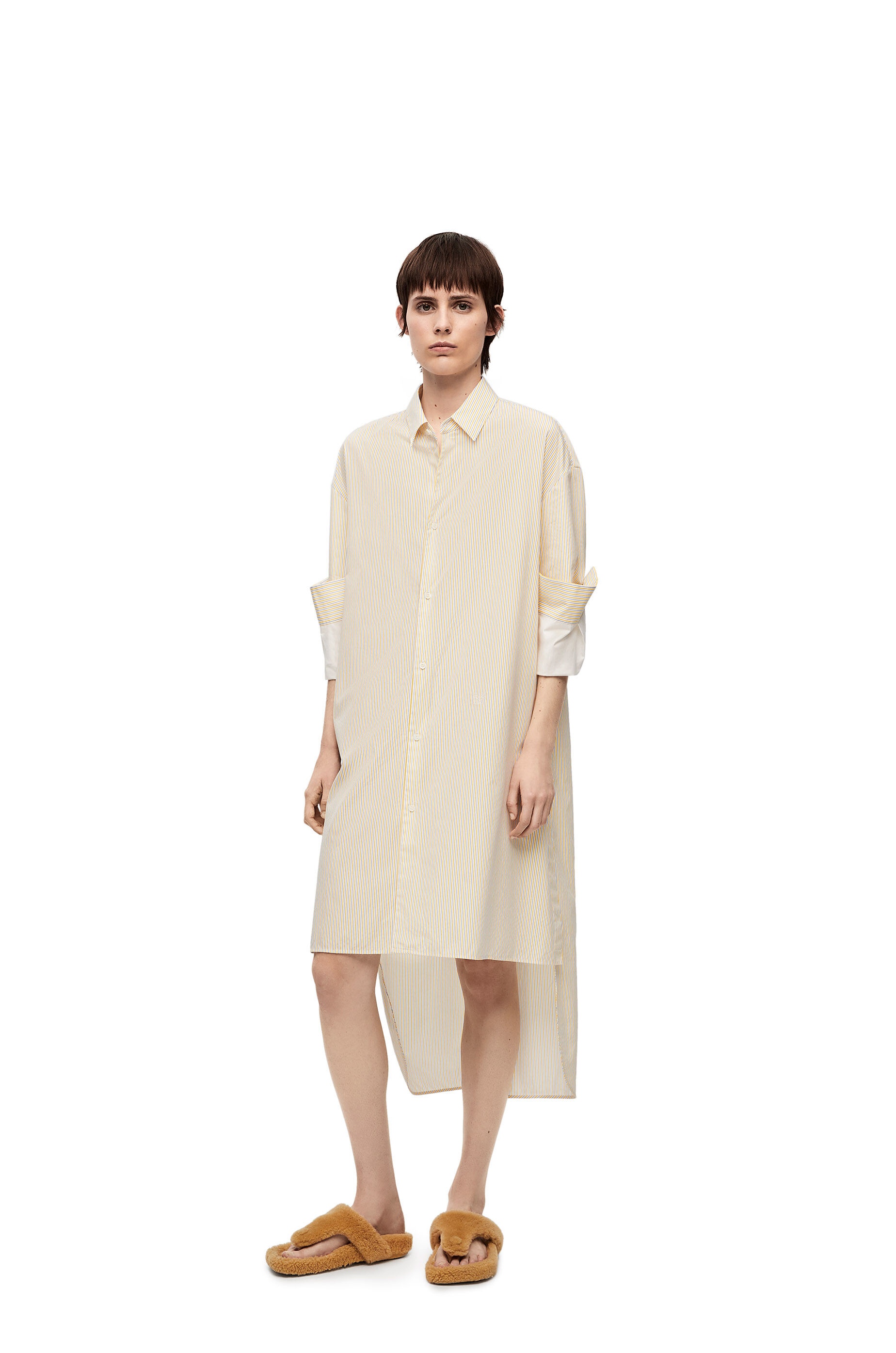 Turn-up shirt dress in striped cotton - 2