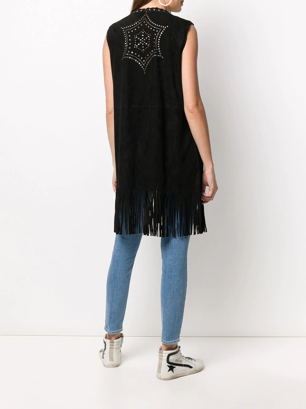 studded detailed fringe waistcoat - 4