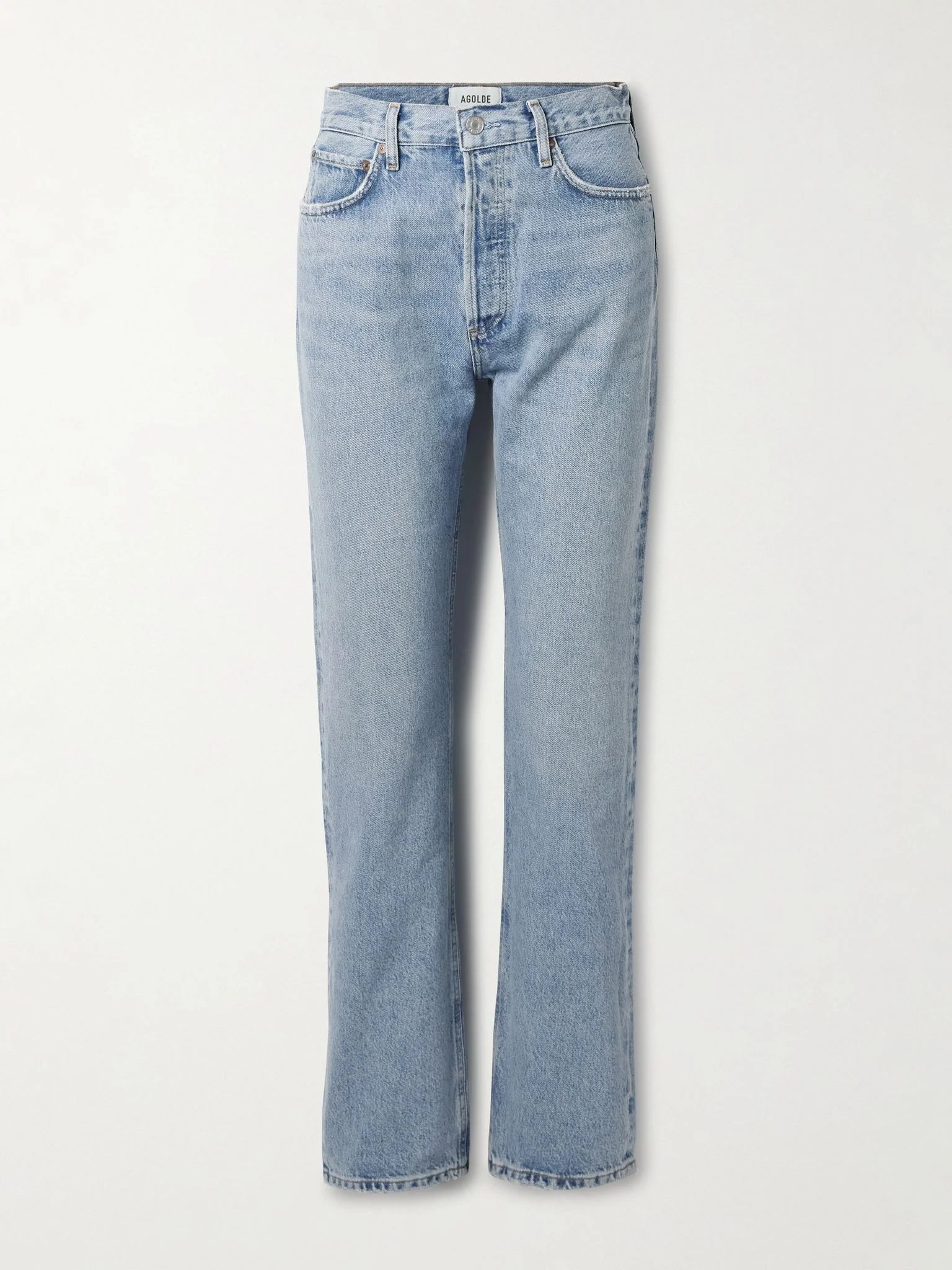 90's Pinch Waist Long frayed high-rise straight-leg jeans Light denim - 1