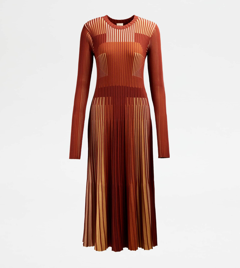 DRESS IN KNIT - BEIGE, ORANGE, YELLOW, RED - 1