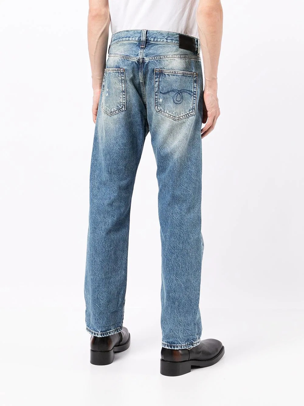 stonewashed straight-leg jeans - 4