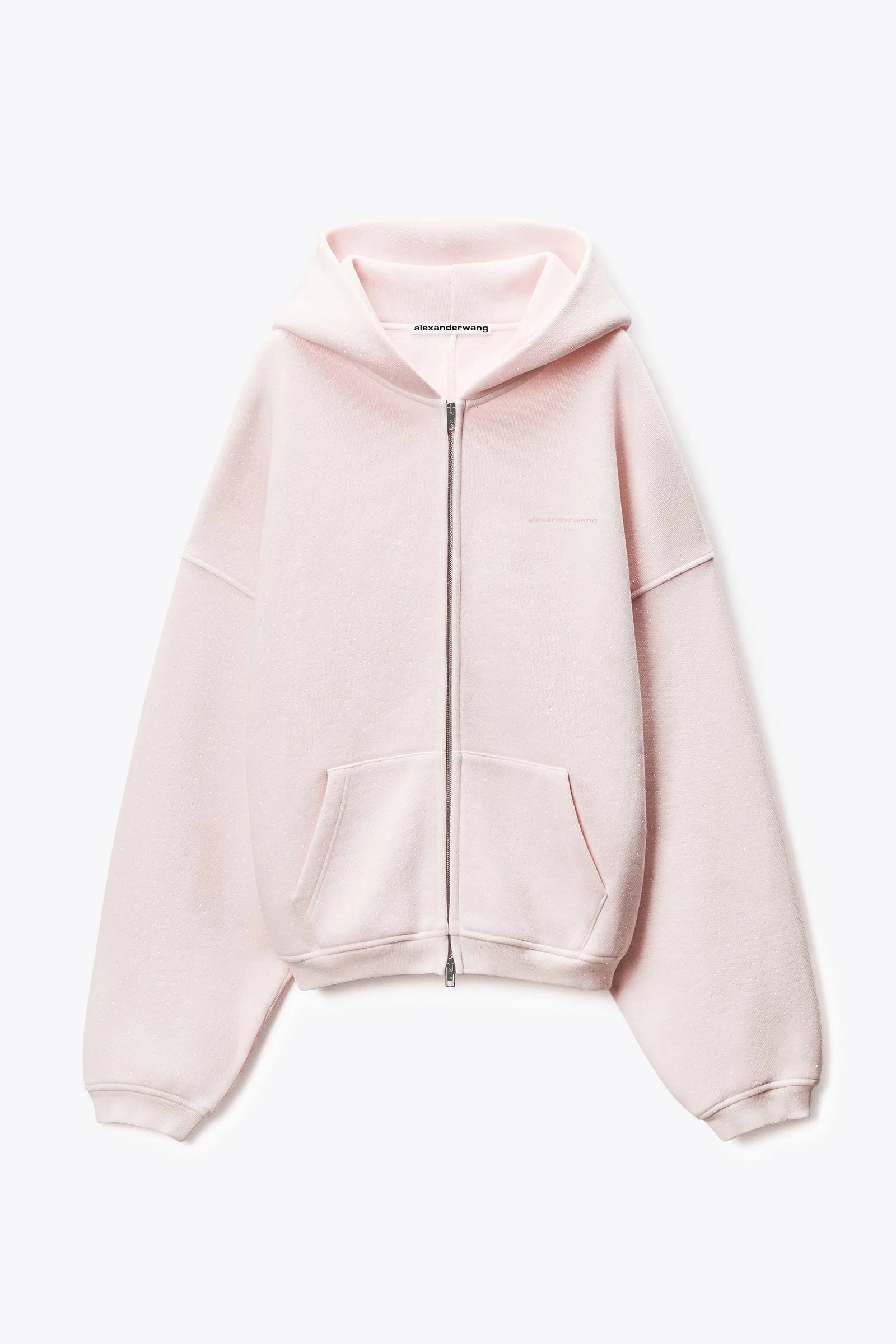 crystal hotfix zip-up hoodie - 1