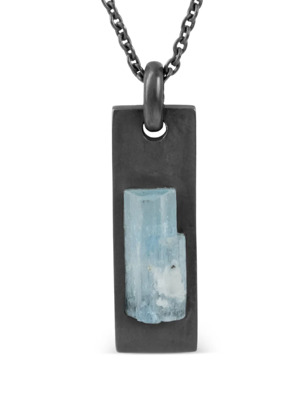 oxidised aquamarine plate necklace - 1