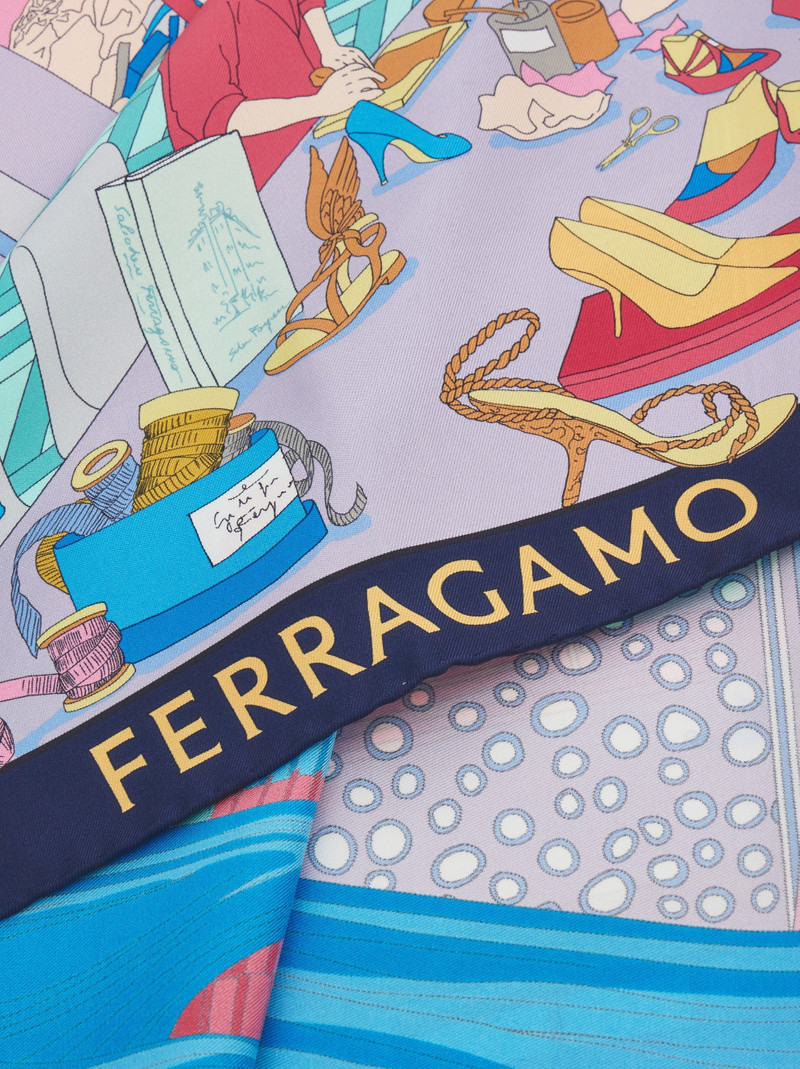 FERRAGAMO Oggetti print silk foulard outlook