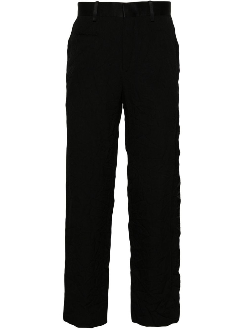 mid-rise crinkled straight-leg trousers 1