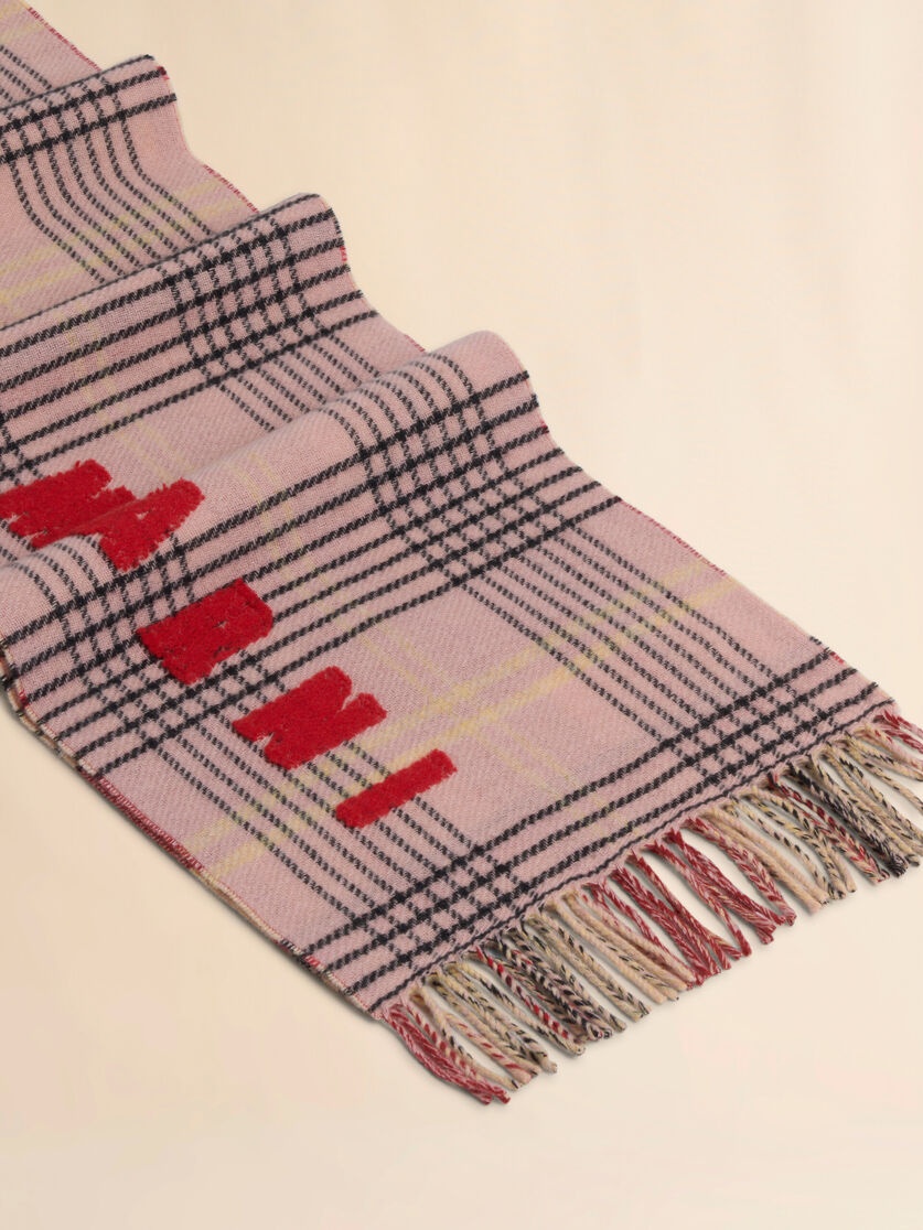 PINK DOUBLE CHECK WOOL SCARF - 2