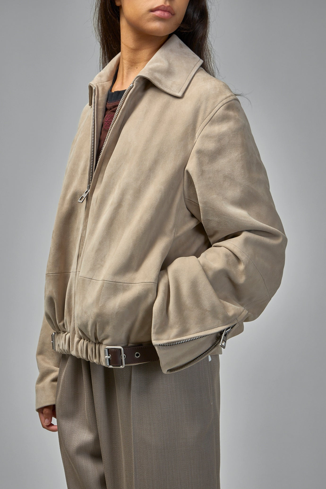 Belted Jacket in Suede Goatskin - 5