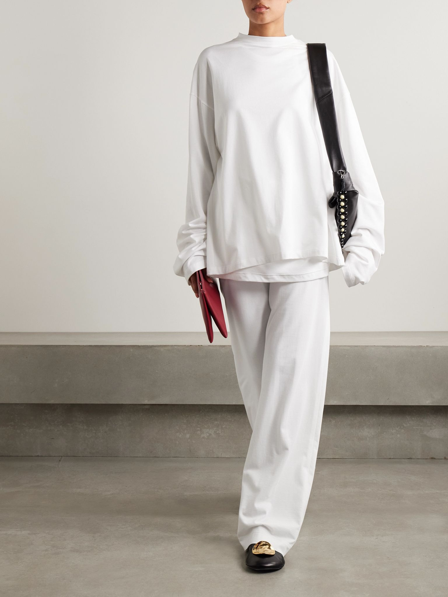 Cotton-jersey wide leg pants White - 2