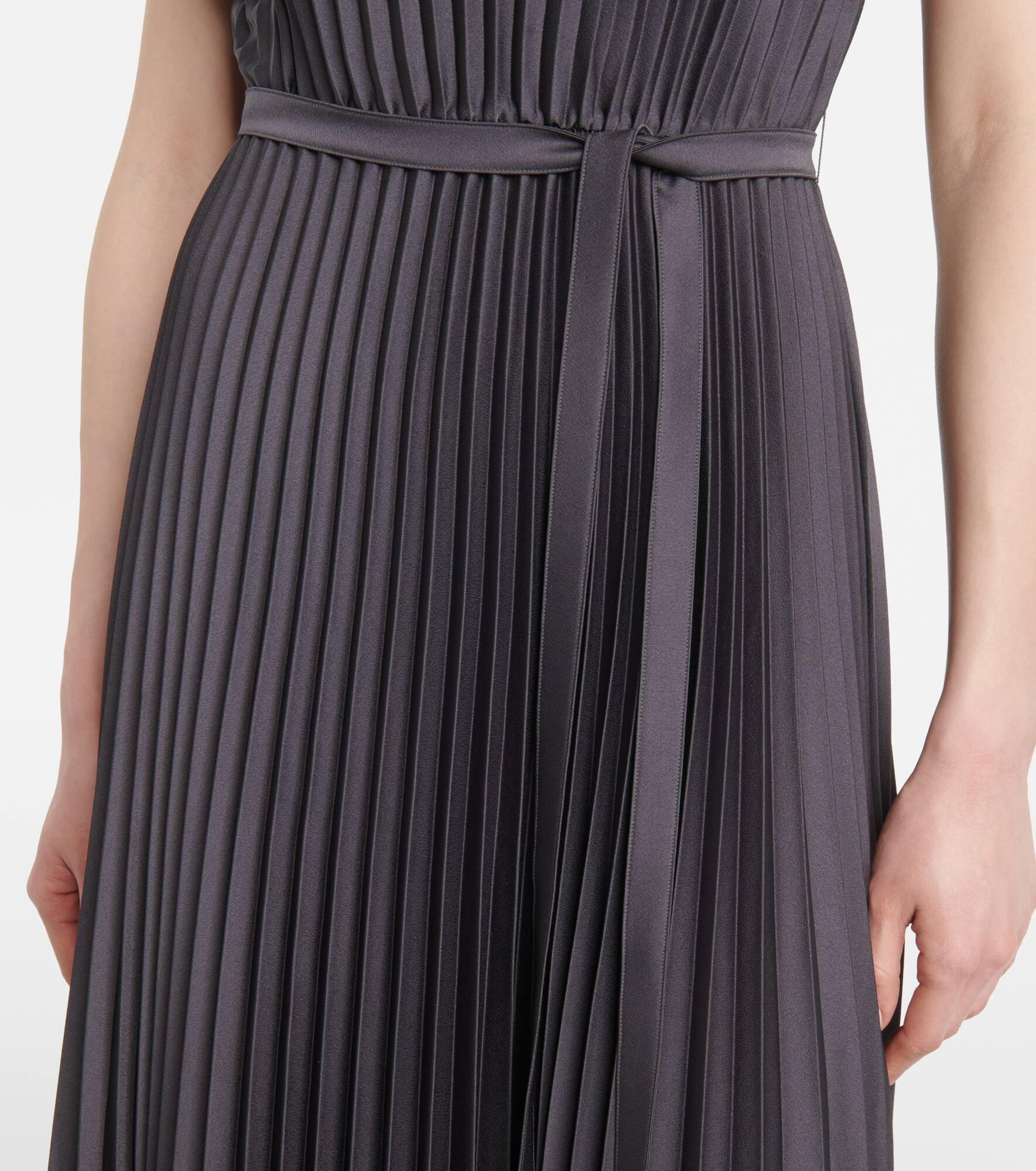 Volta belted plissé satin midi dress - 5