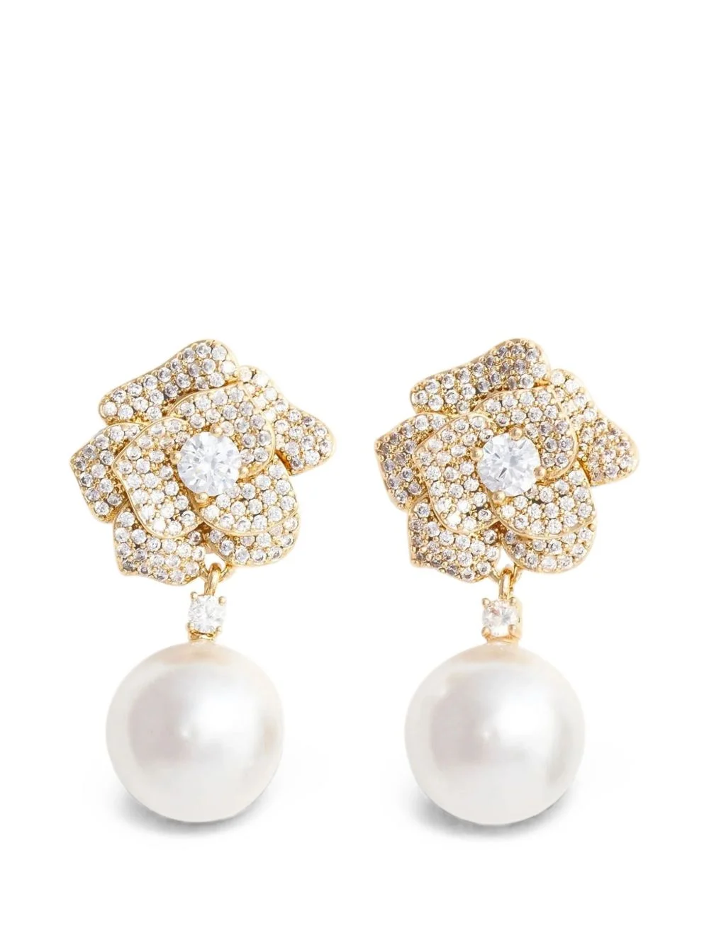 crystal-embellished faux-pearl earrings - 1