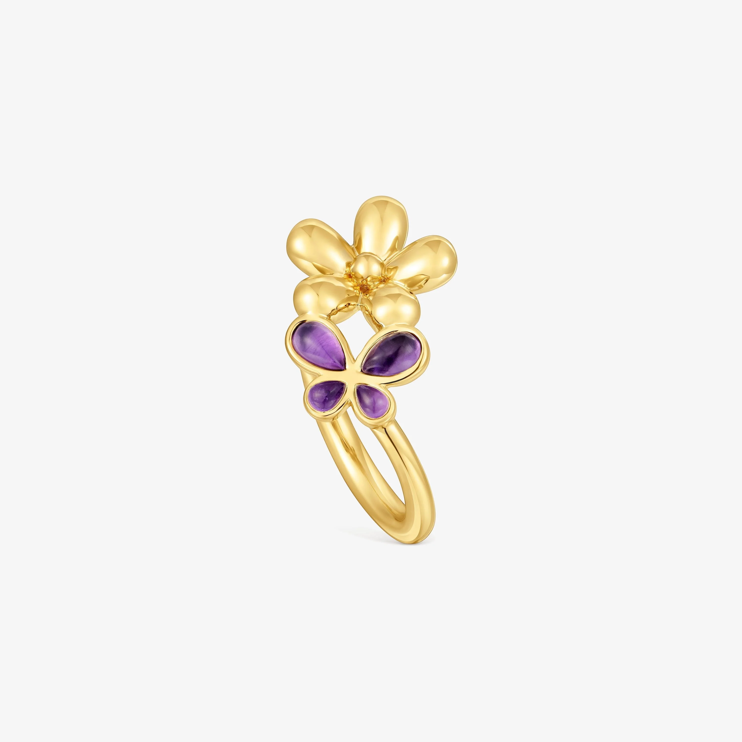 Ring with 18K gold vermeil and amethyst Daisy - 1