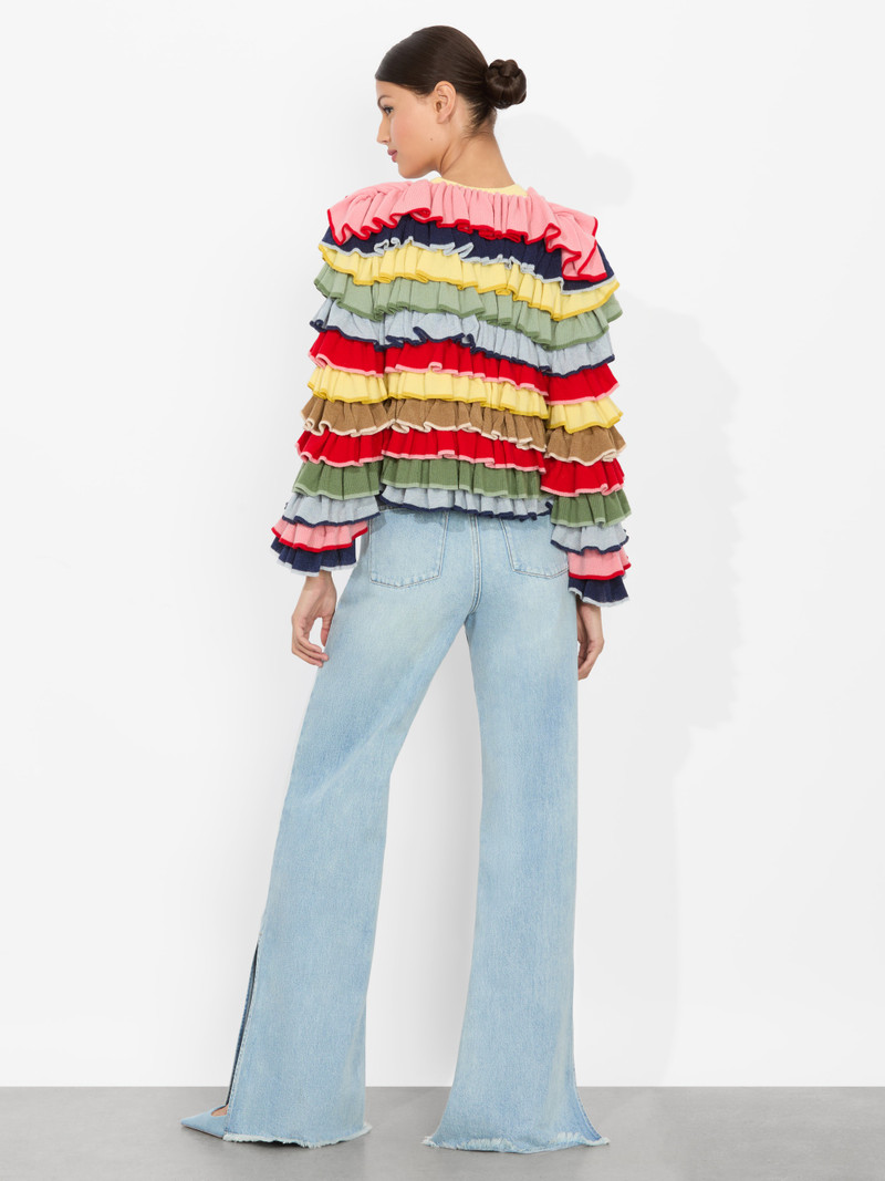 Alice + Olivia FAWN RUFFLE CARDIGAN outlook