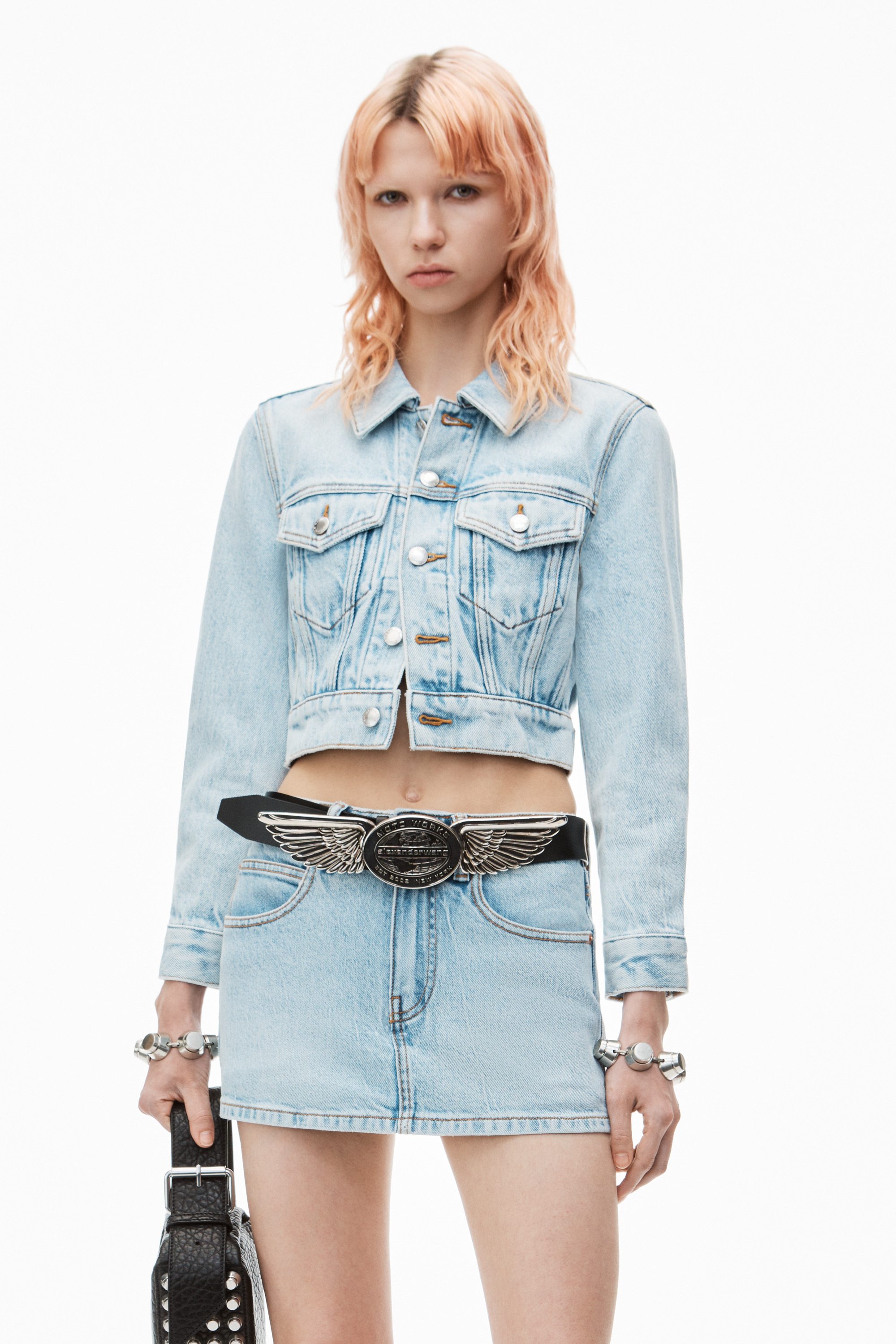 Mid Rise Mini Skort in Comfort Denim Stretch - 5