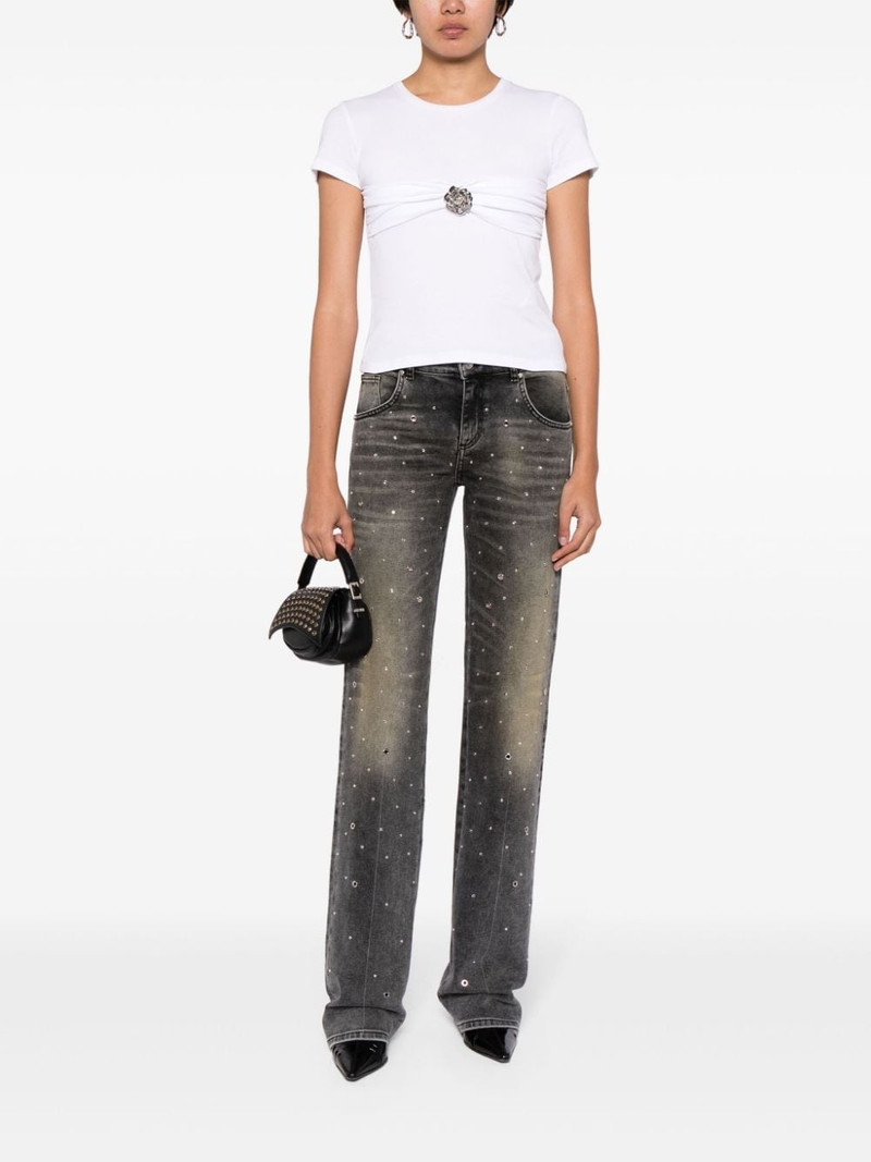 Blumarine rose-brooch cotton T-shirt outlook