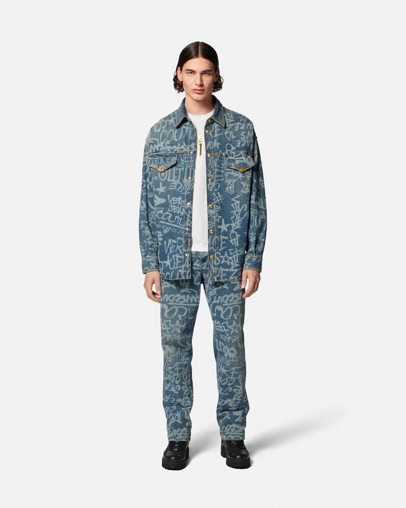 VERSACE JEANS COUTURE Graffiti Denim Jacket outlook