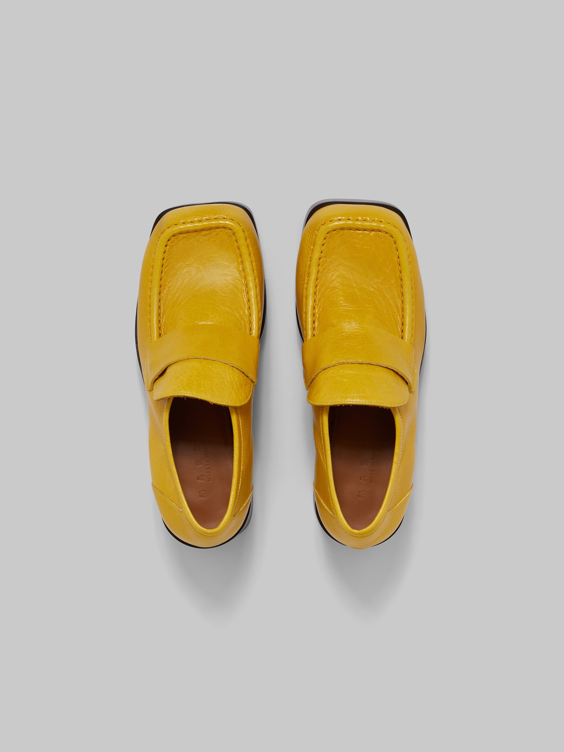 YELLOW LEATHER HEELED LOAFER - 4