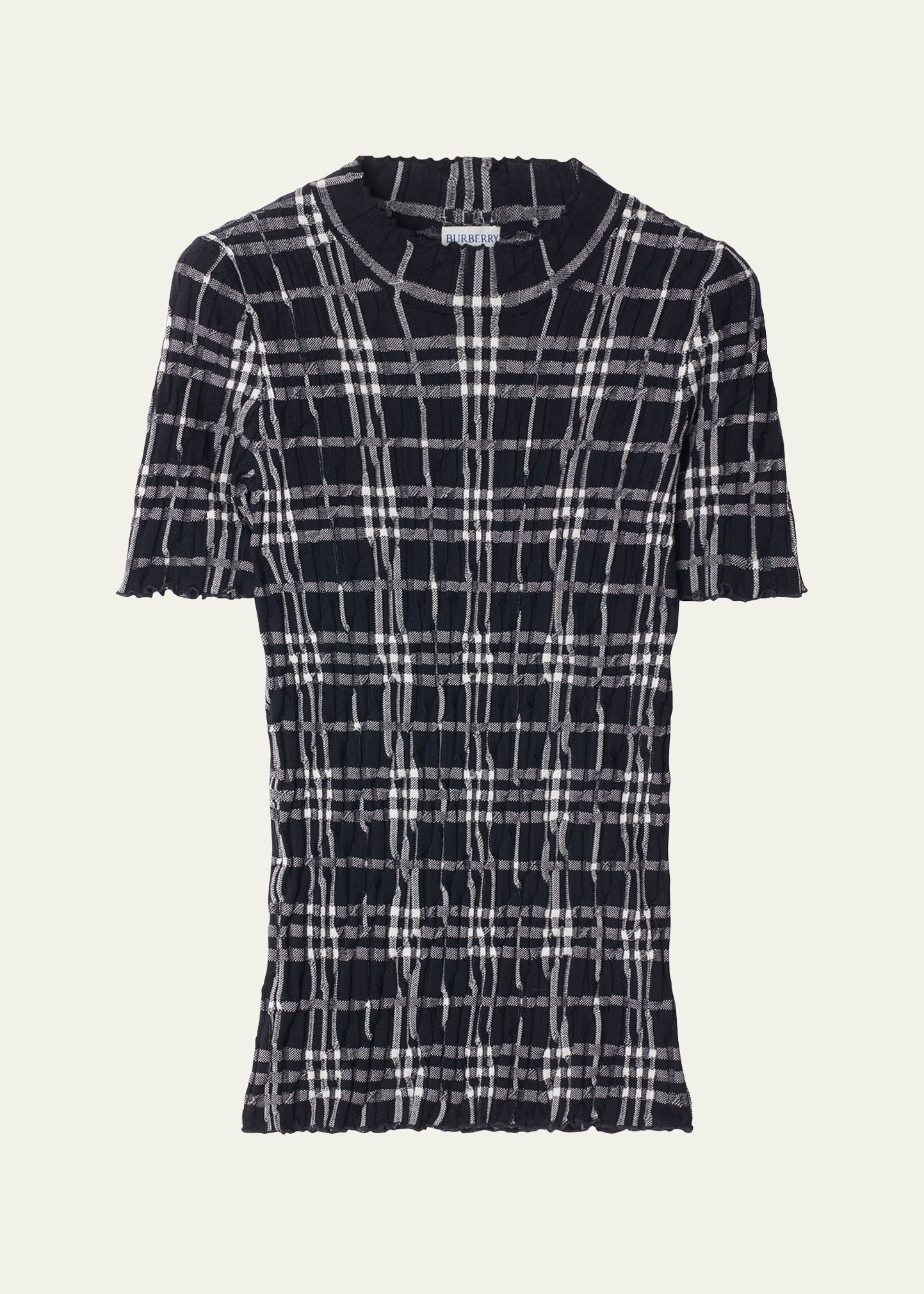 Check Short-Sleeve Crinkle Top - 1