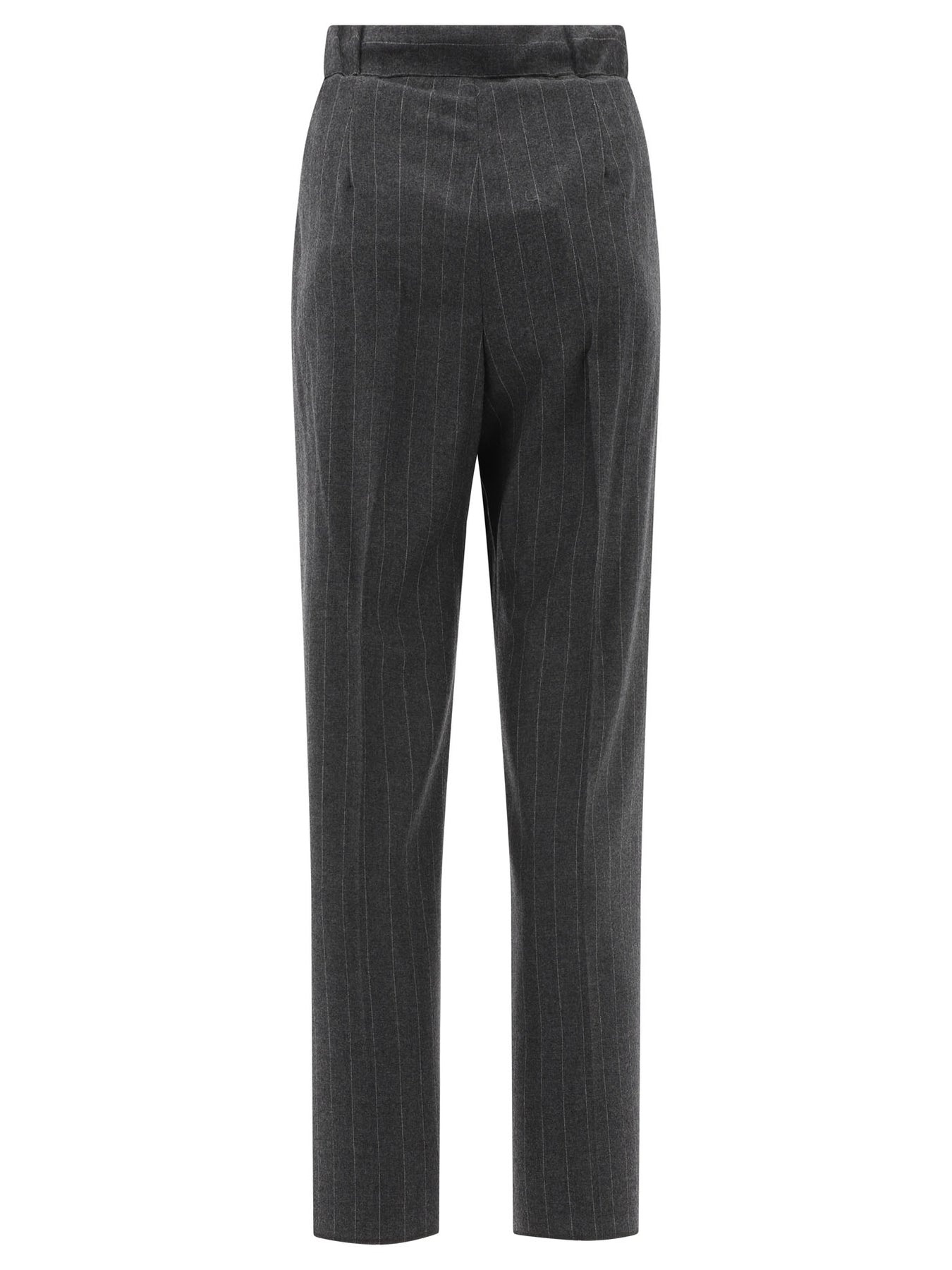 Cashmere Pinstriped Trousers Grey - 2