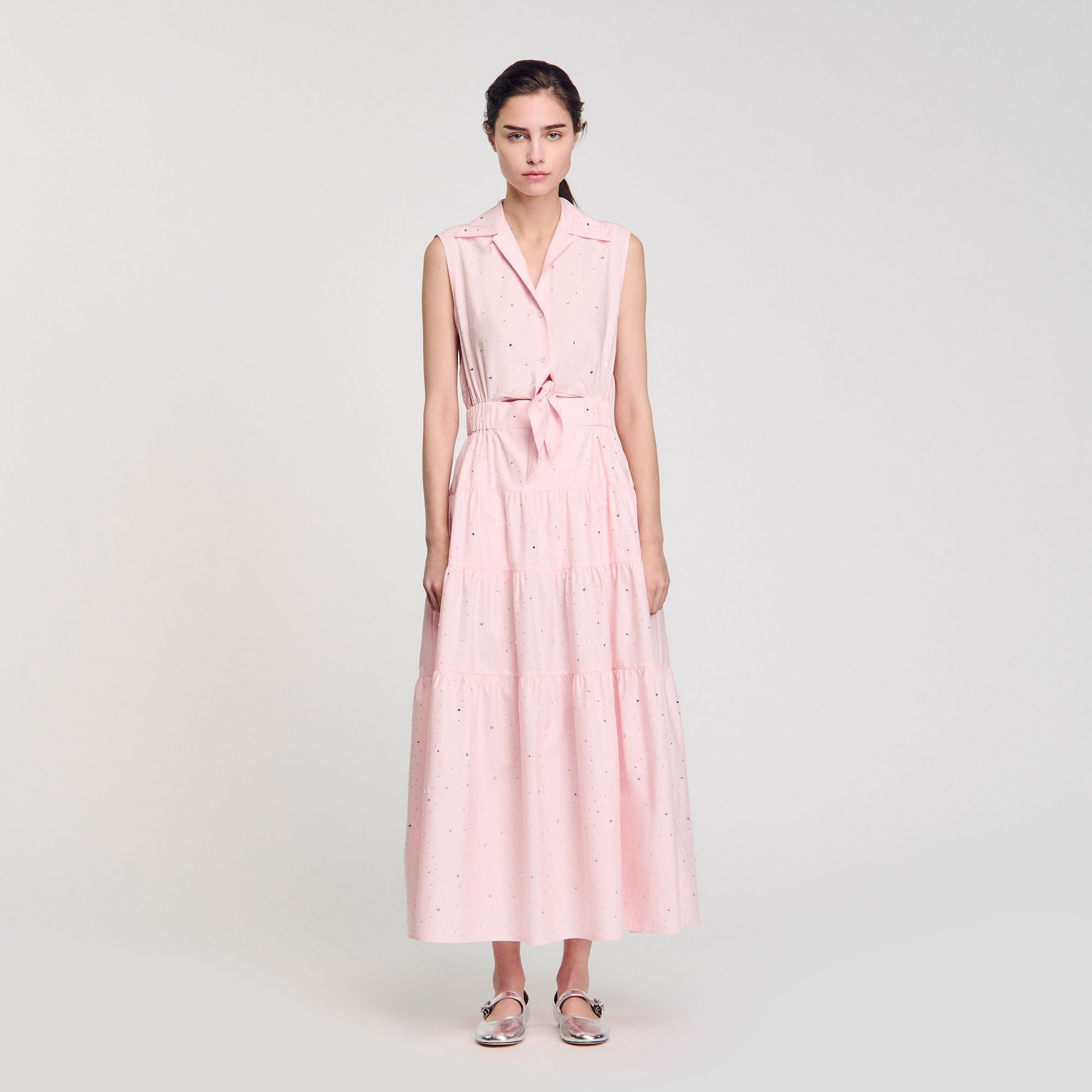 RHINESTONE TIE-FRONT MAXI DRESS - 2