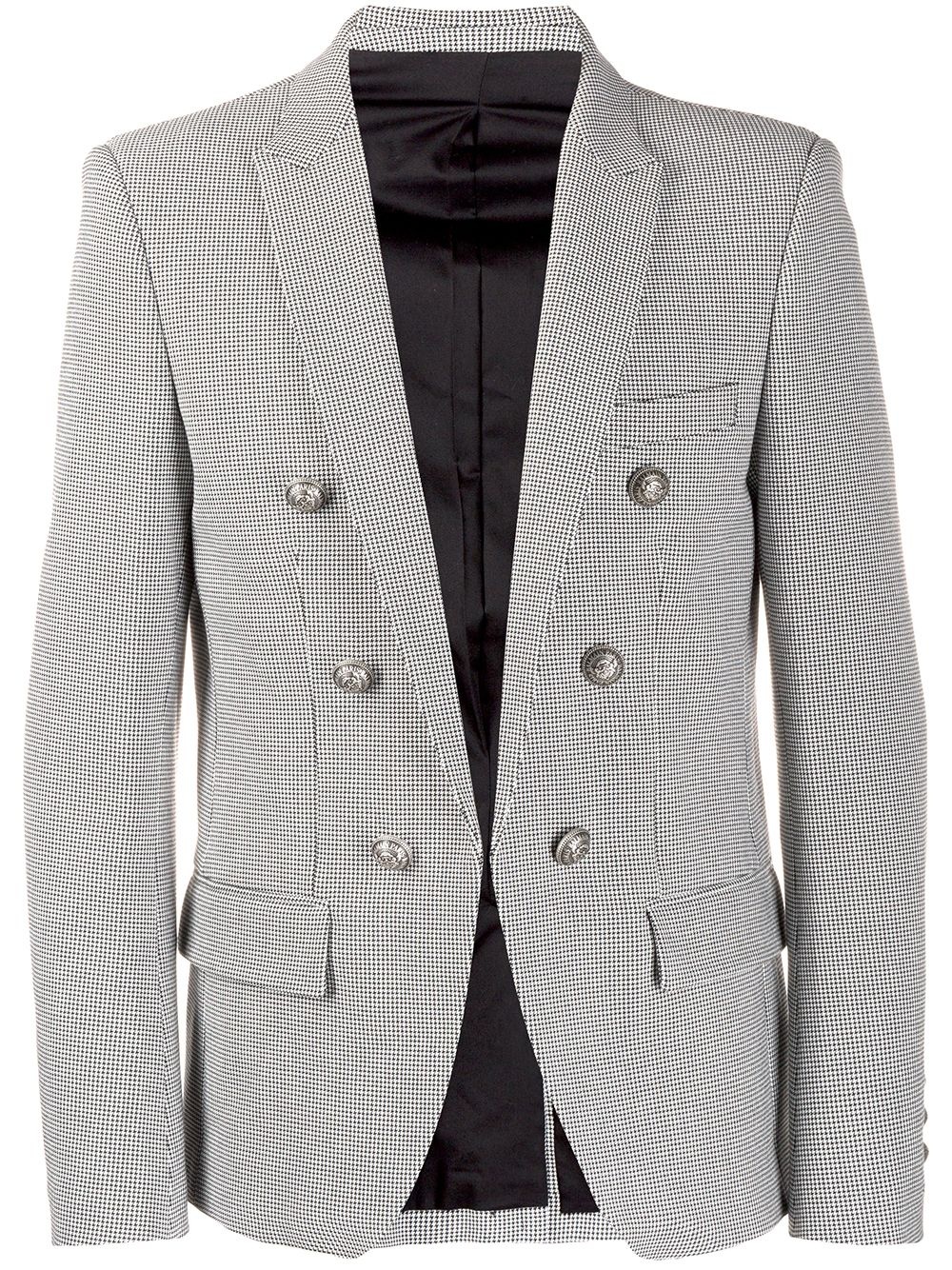 double-breasted houndstooth blazer - 1