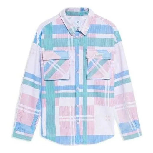 Li-Ning Wade Series Colorblock Plaid Loose Shirt 'White Pink Blue' AFDS205-1 - 1