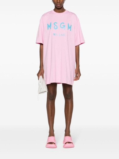 MSGM logo-print cotton T-shirt dress outlook