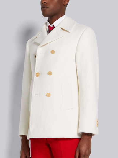 Thom Browne White Boiled Wool Engineered Center Back Stripe Classic Peacoat outlook