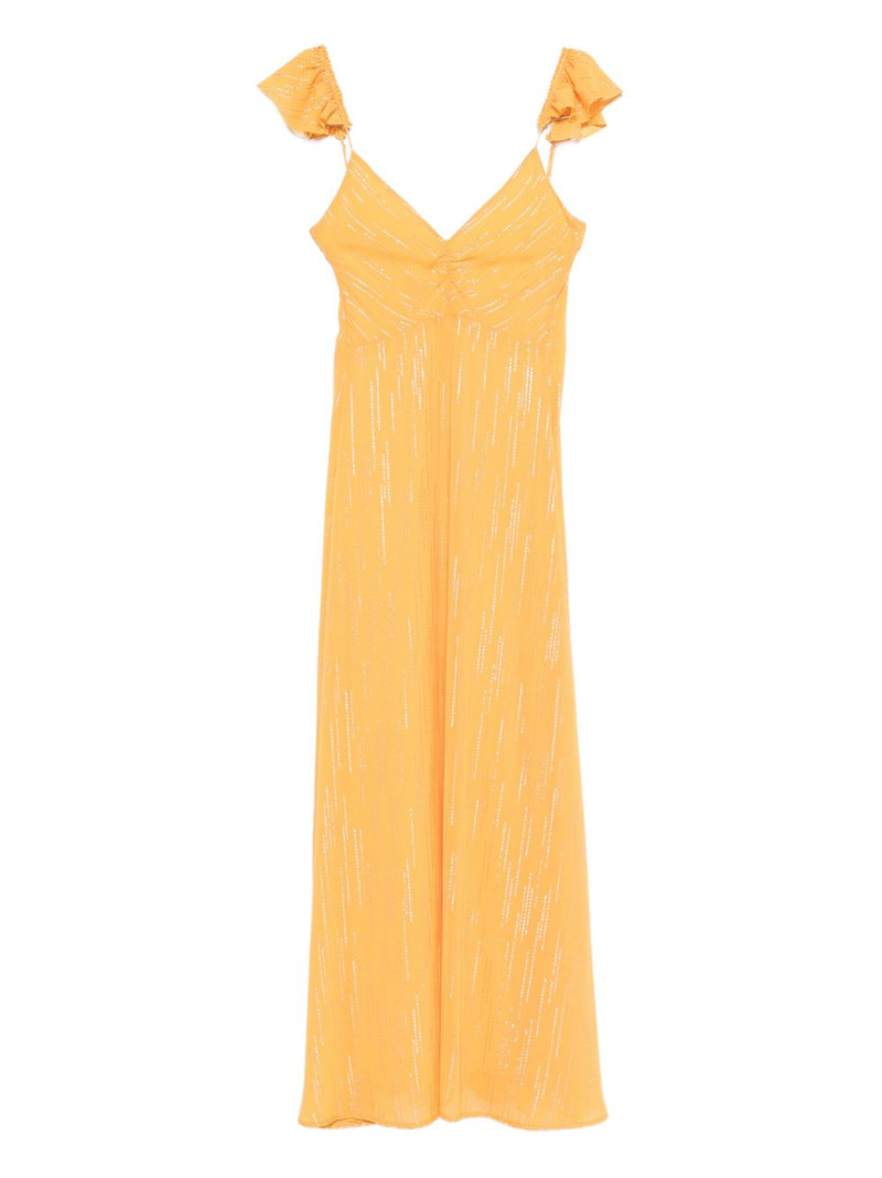 ruffled-detail sleeveless maxi dress 1