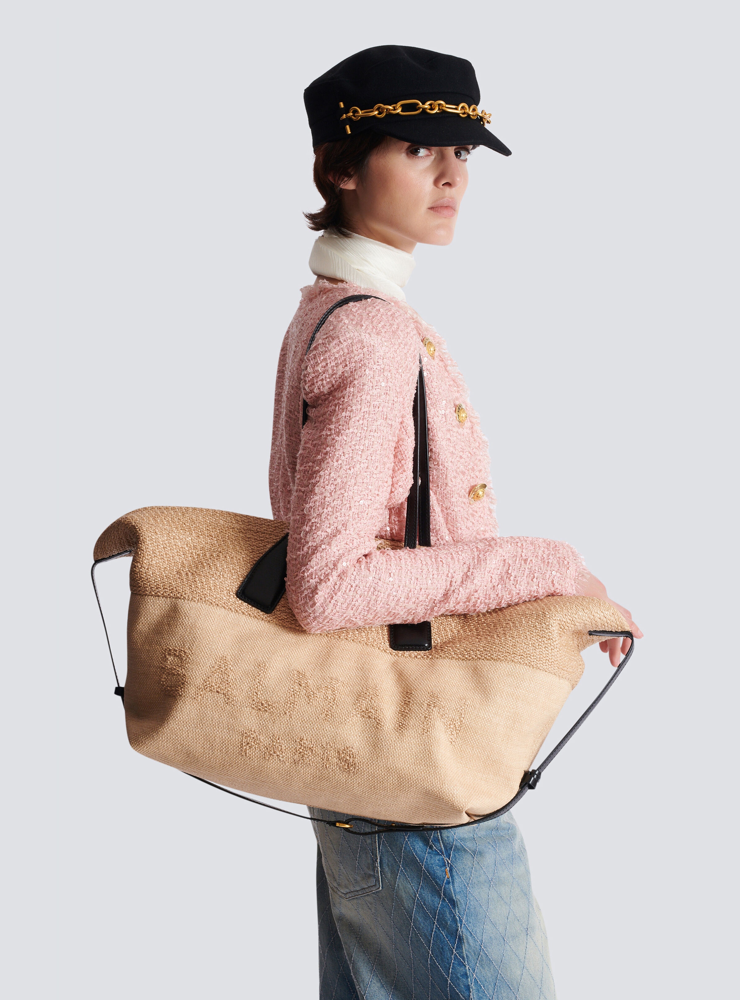 Track raffia tote bag - 8