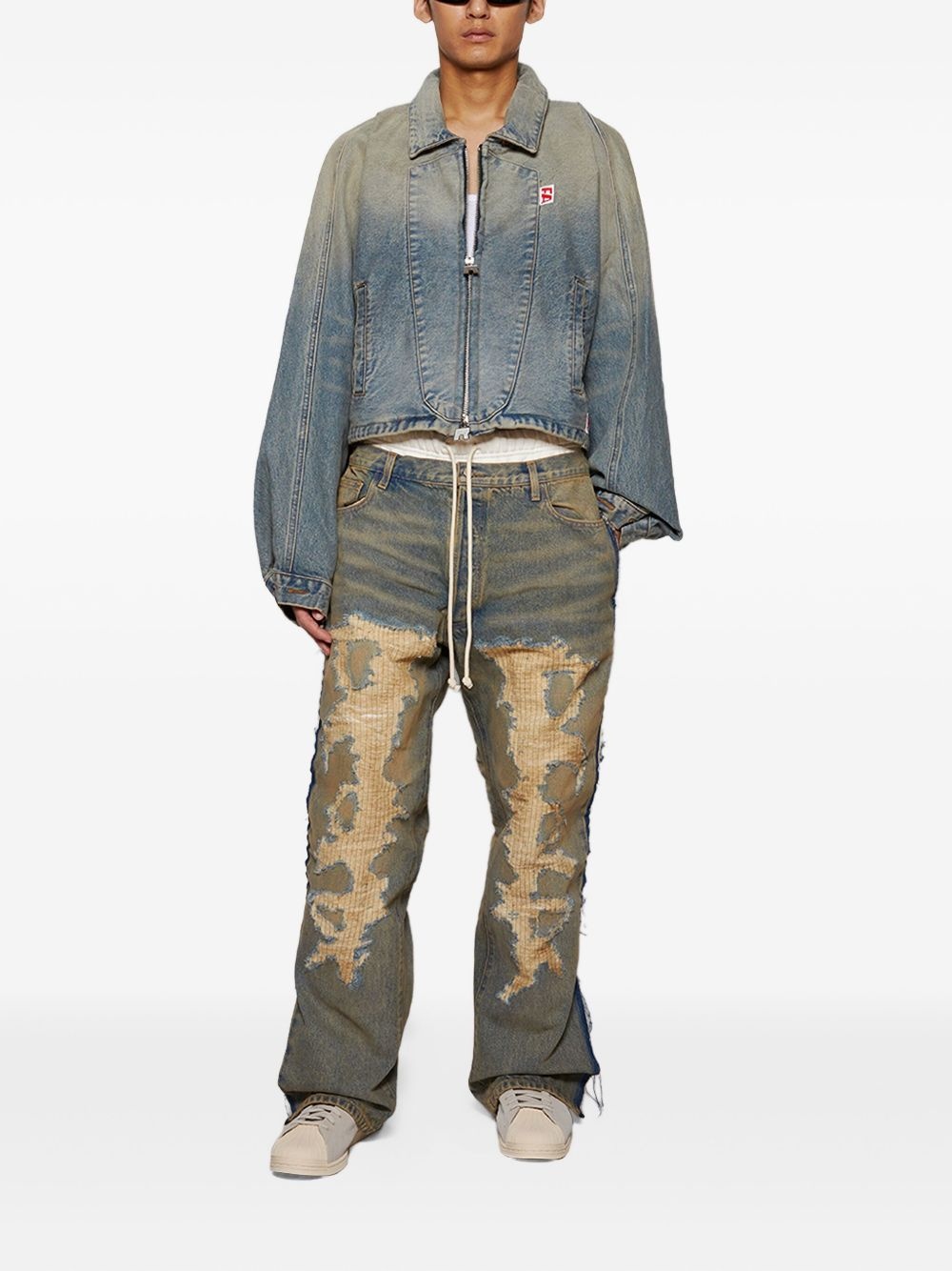 distressed panelled jeans - 2