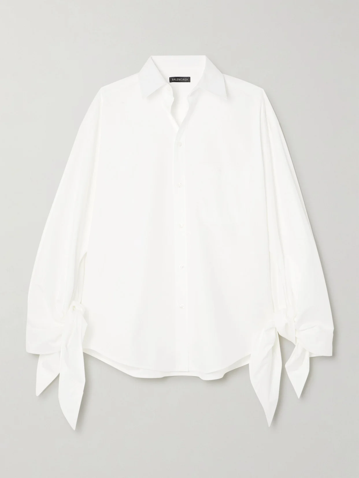 Oversized Knotted Cotton-poplin Shirt - 1