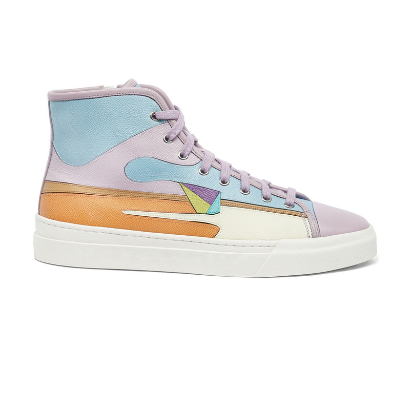 Men's lilac Saffiano leather sneaker 1