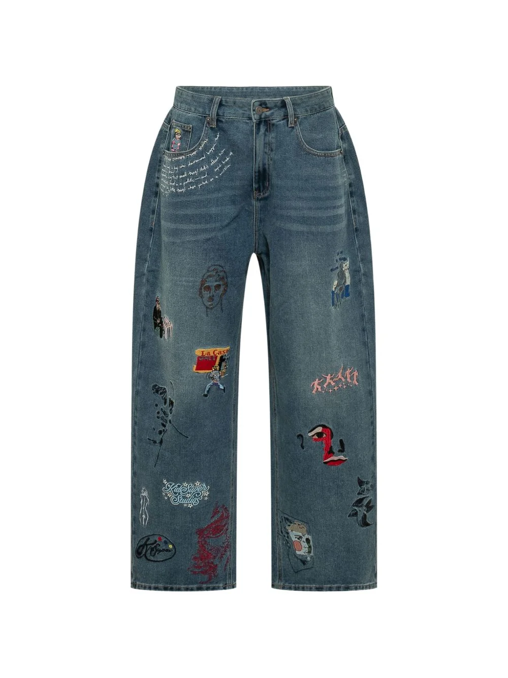 embroidery jeans - 1