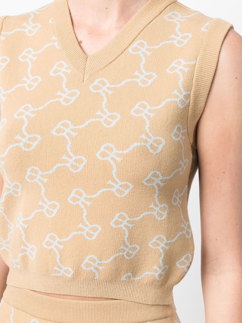 monogram pattern knitted vest - 5