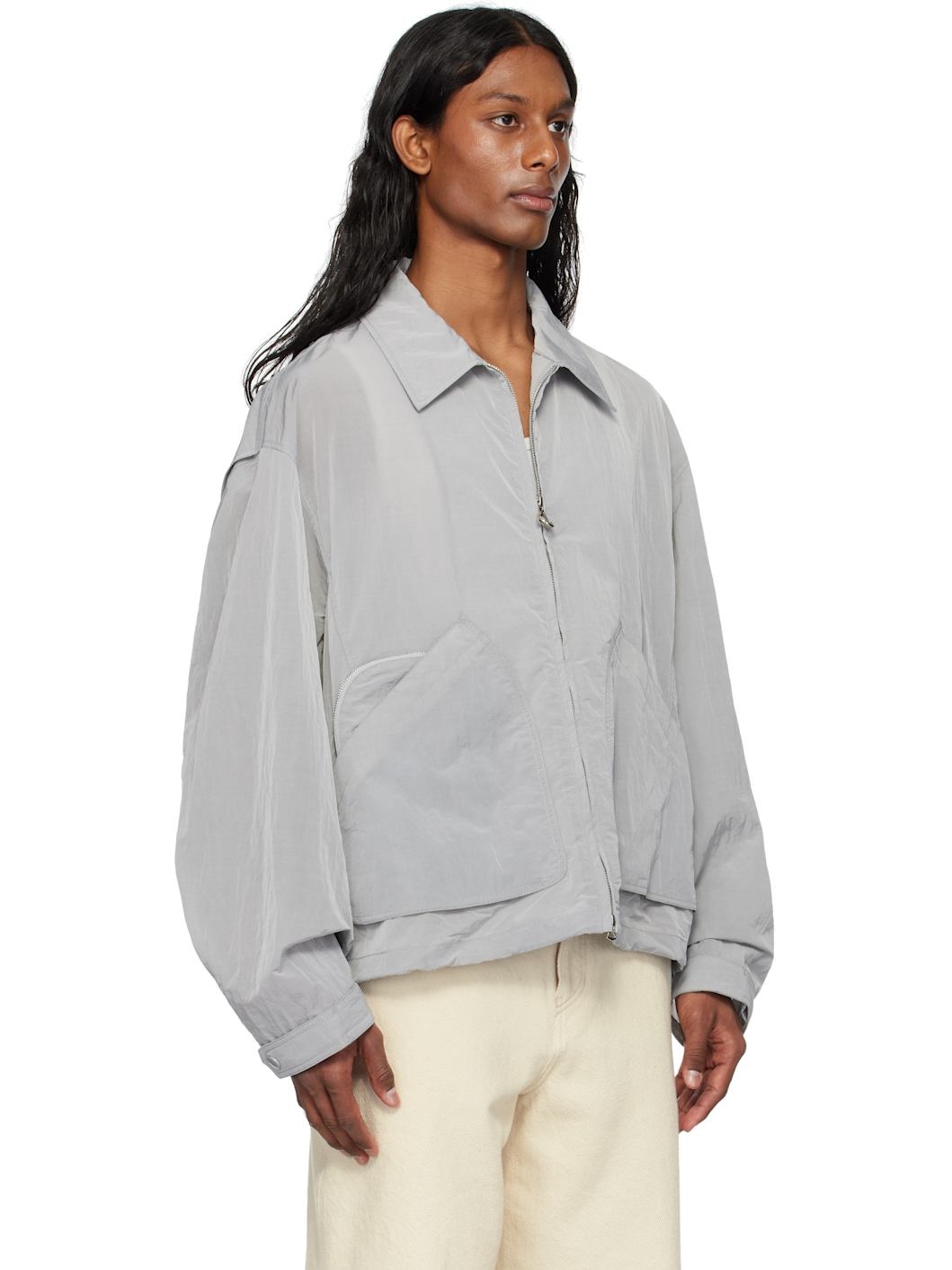 Gray Zipper Light Jacket - 2