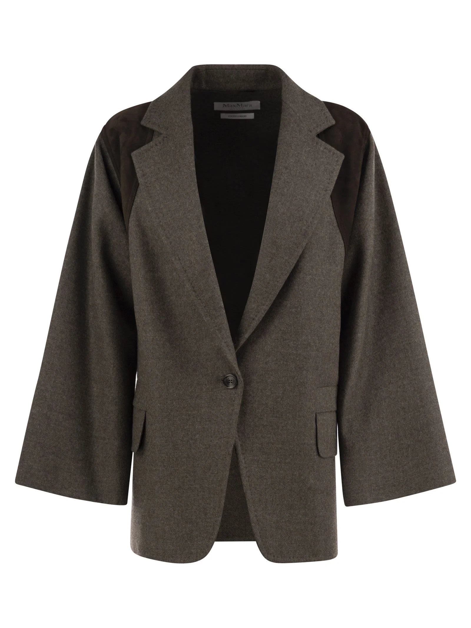 Max Mara Women Mxsfenice - Single-Breasted Virgin Wool Blazer With Lambskin Details - 1