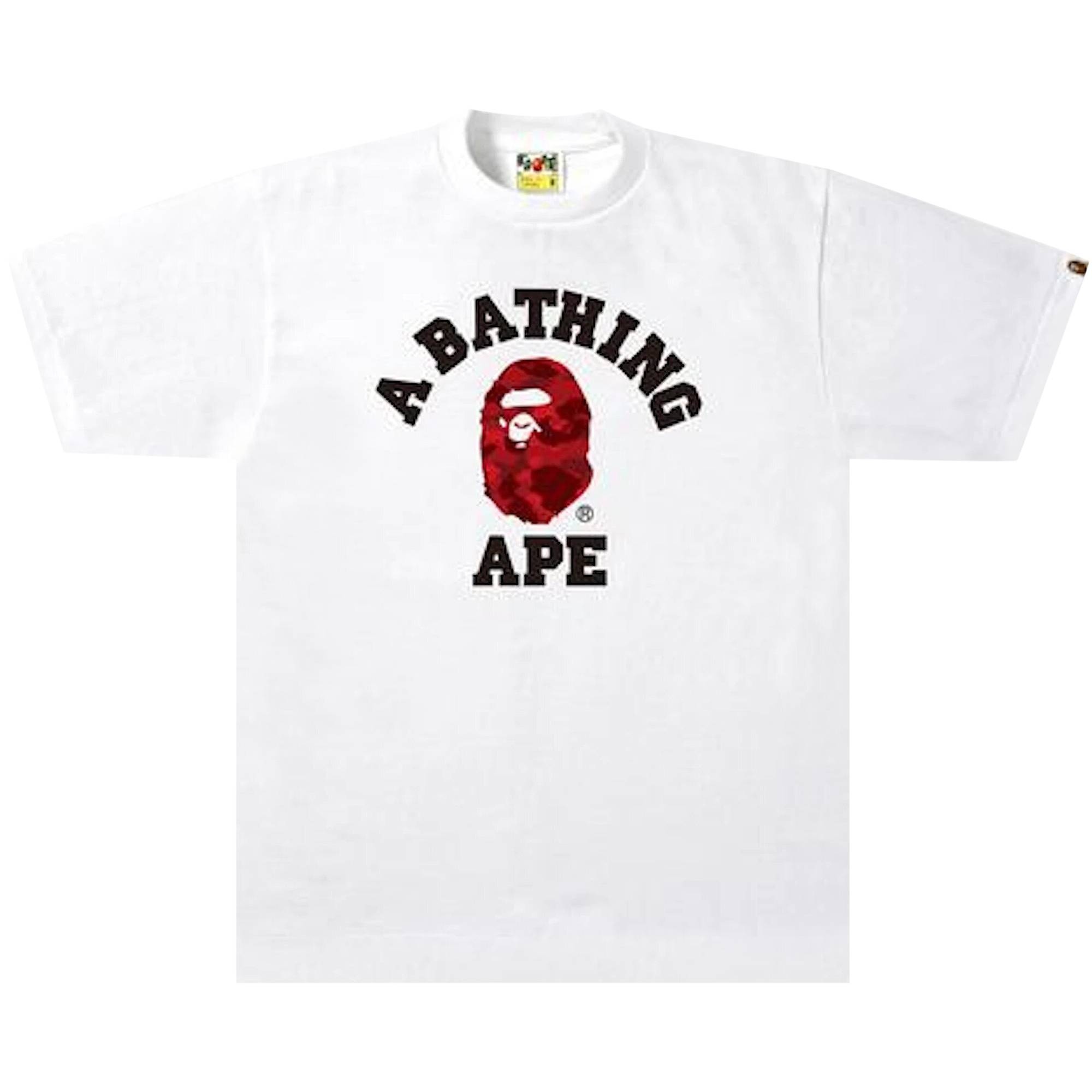 BAPE Color Camo College Tee 'White/Red' - 1