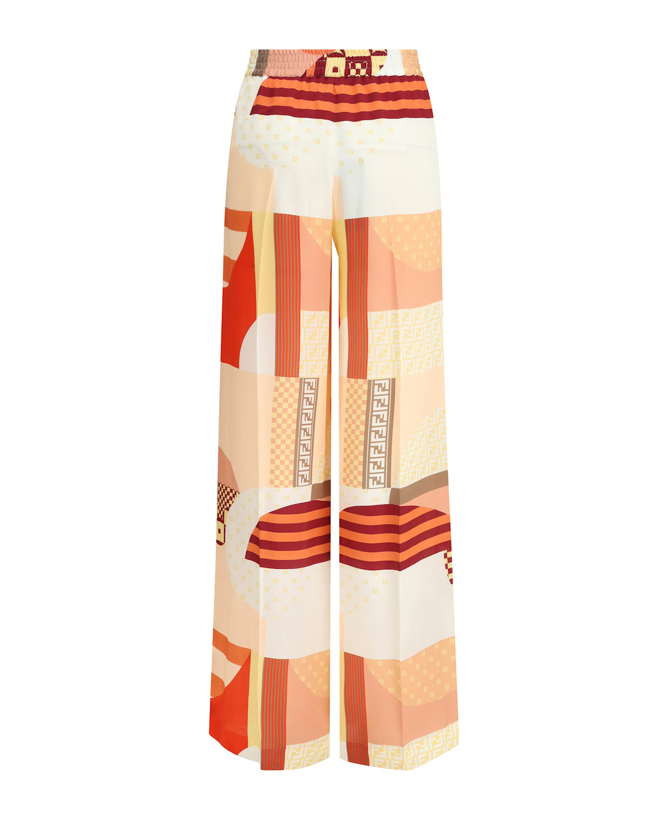 Patchwork Print Silk Crepe Pants - 2