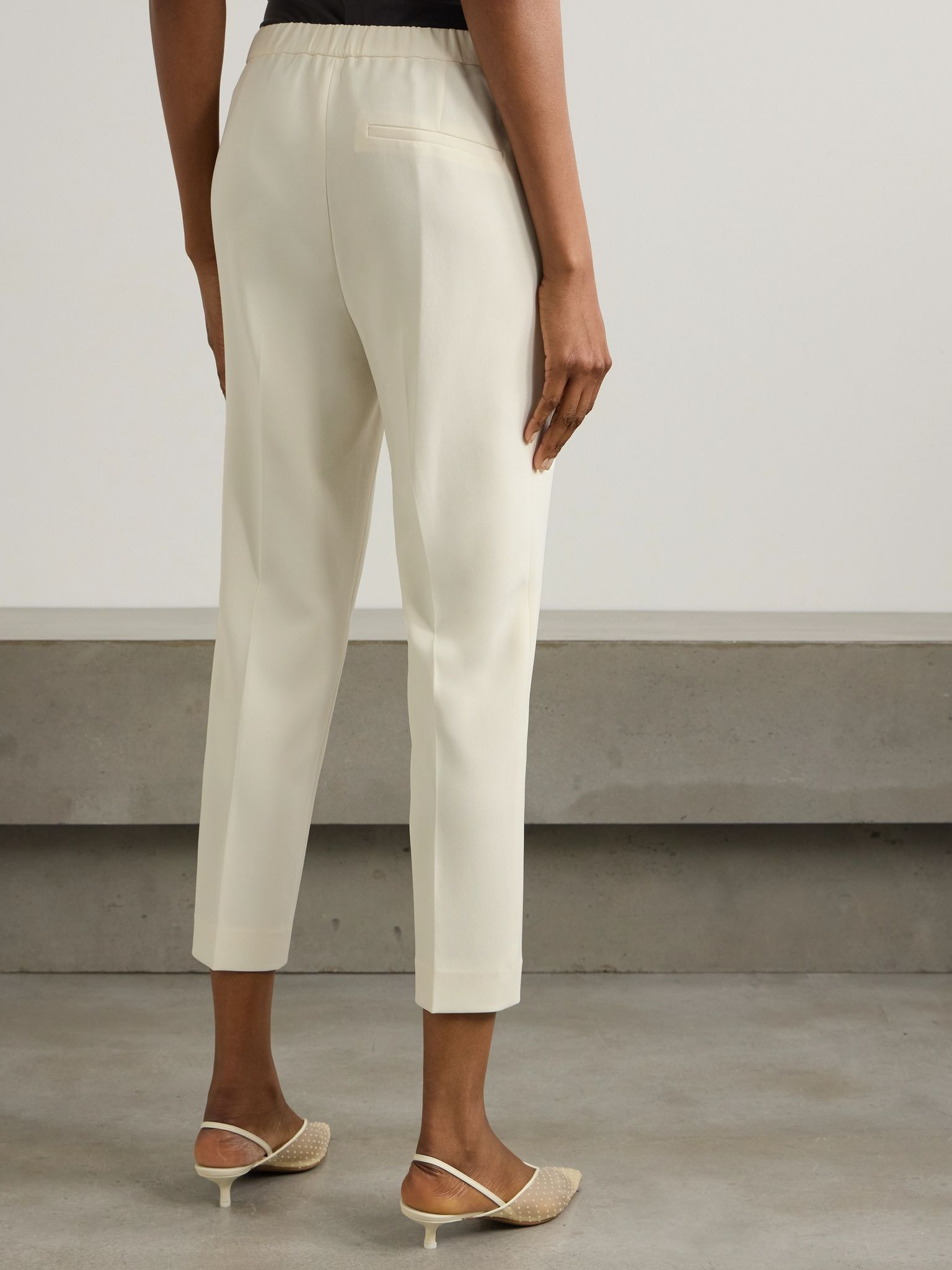 Treeca crepe cropped slim-leg pants Off-white - 3