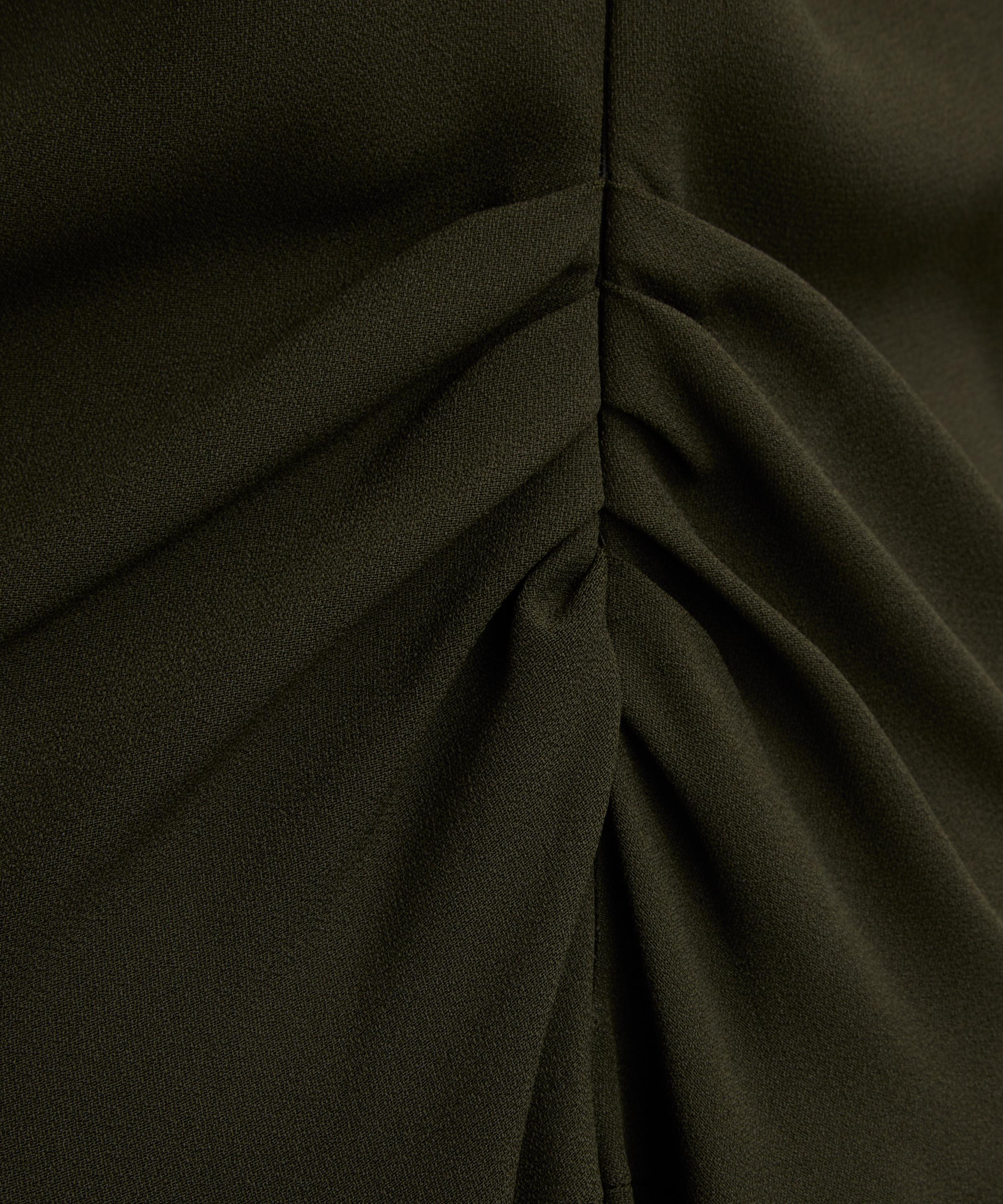 Dark Olive Long Sleeve Polo Collar Midi Dress - 5