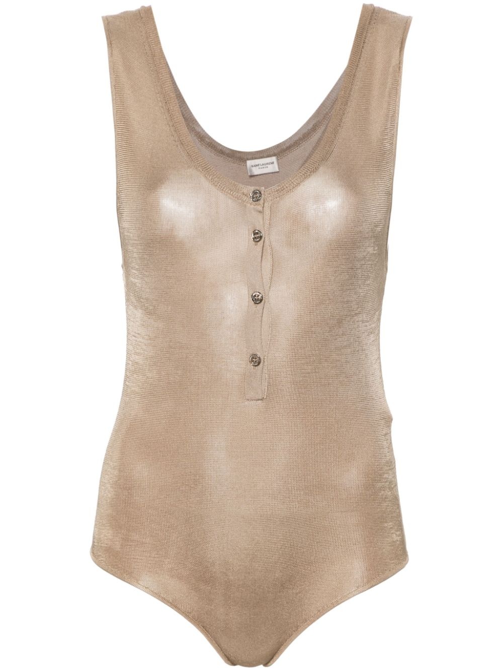 scoop-neck silk bodysuit - 1