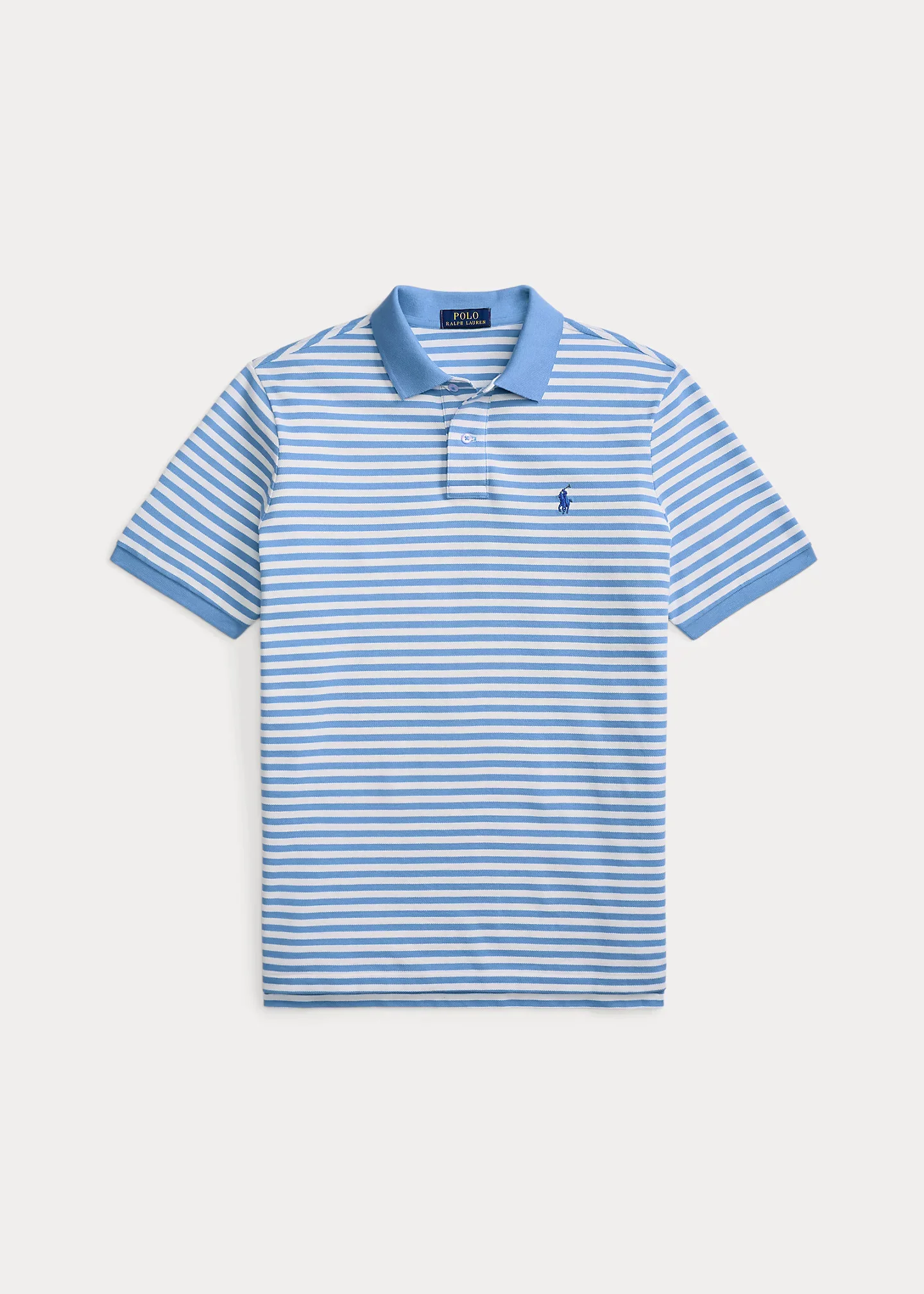 Classic Fit Striped Mesh Polo Shirt - 1