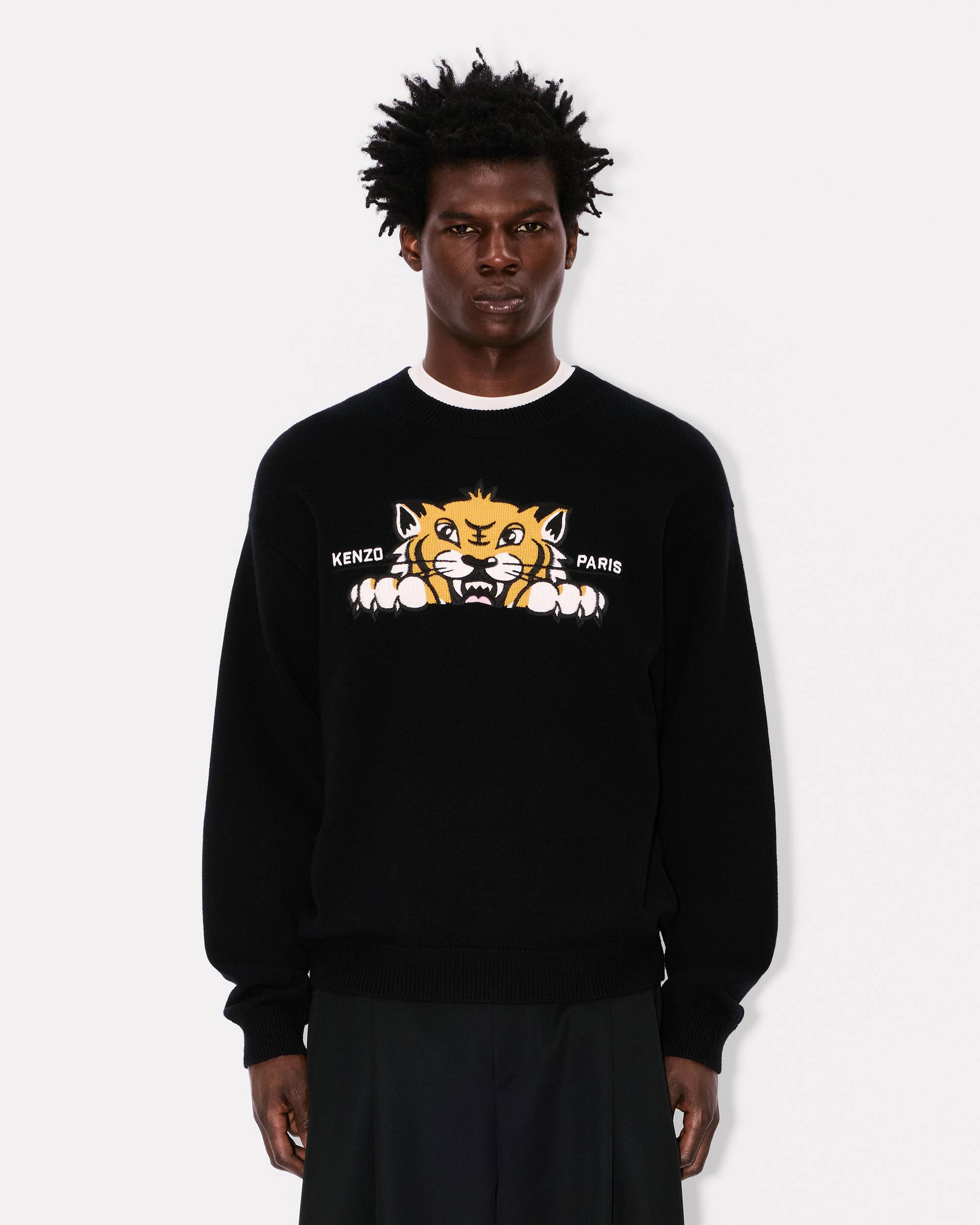 'KENZO Happy Tiger' embroidered jumper in cotton and Merino wool - 3