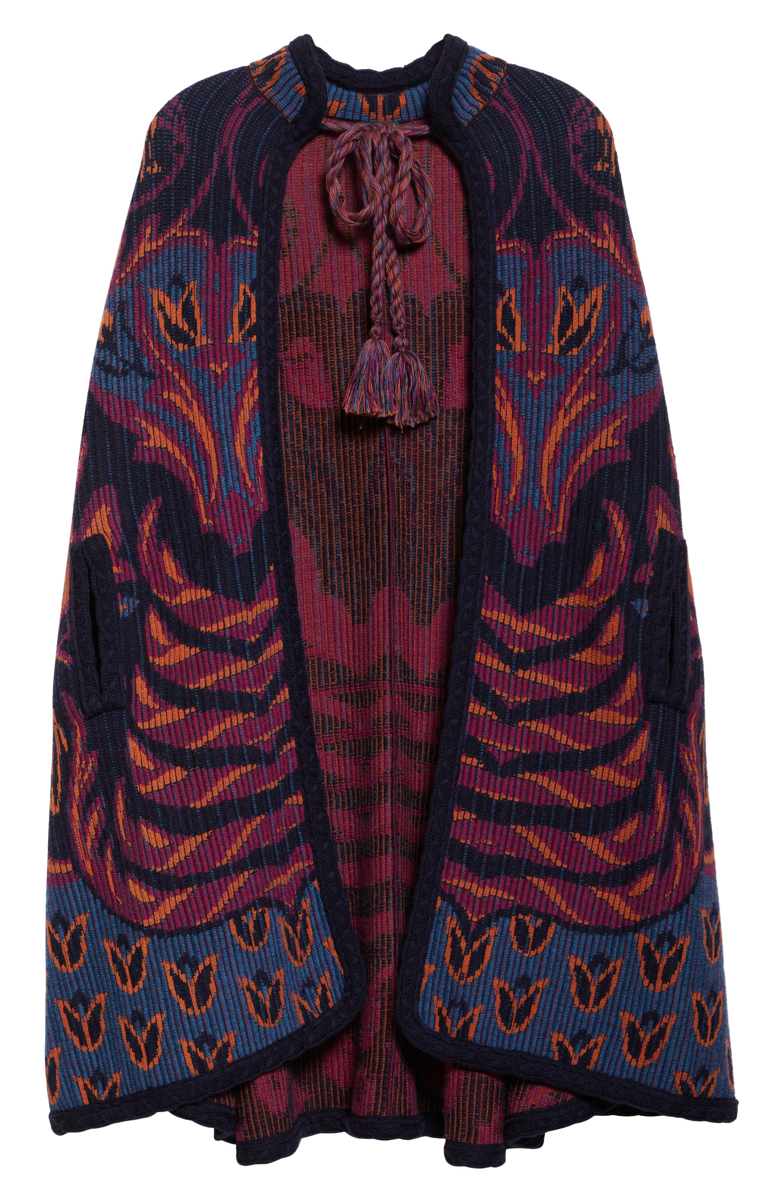 Etro Wool Blend Knit Cape in S9883 Multicolour/Blue at Nordstrom - 6