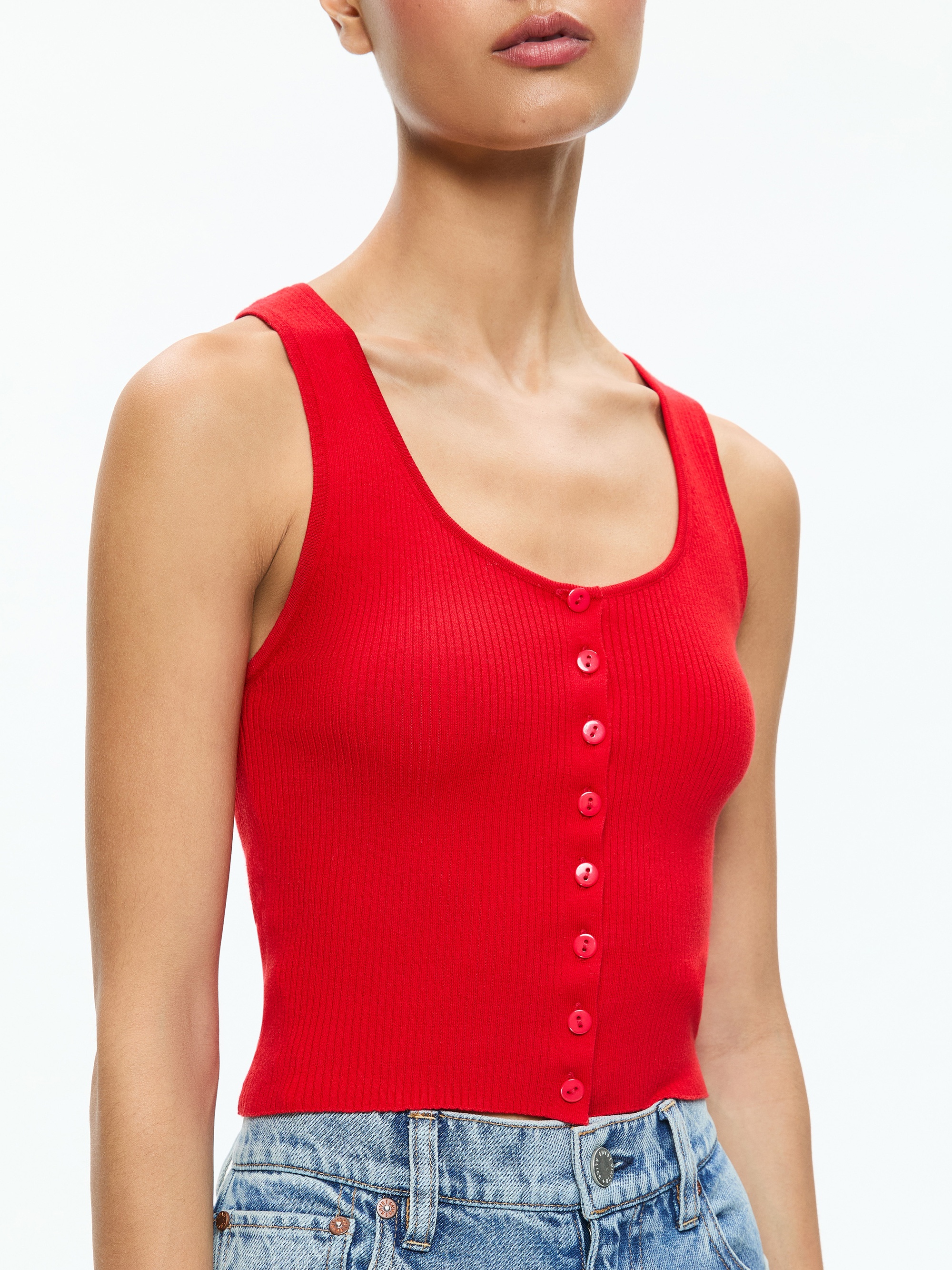 DARYN BUTTON THROUGH CROPPED TANK - 5