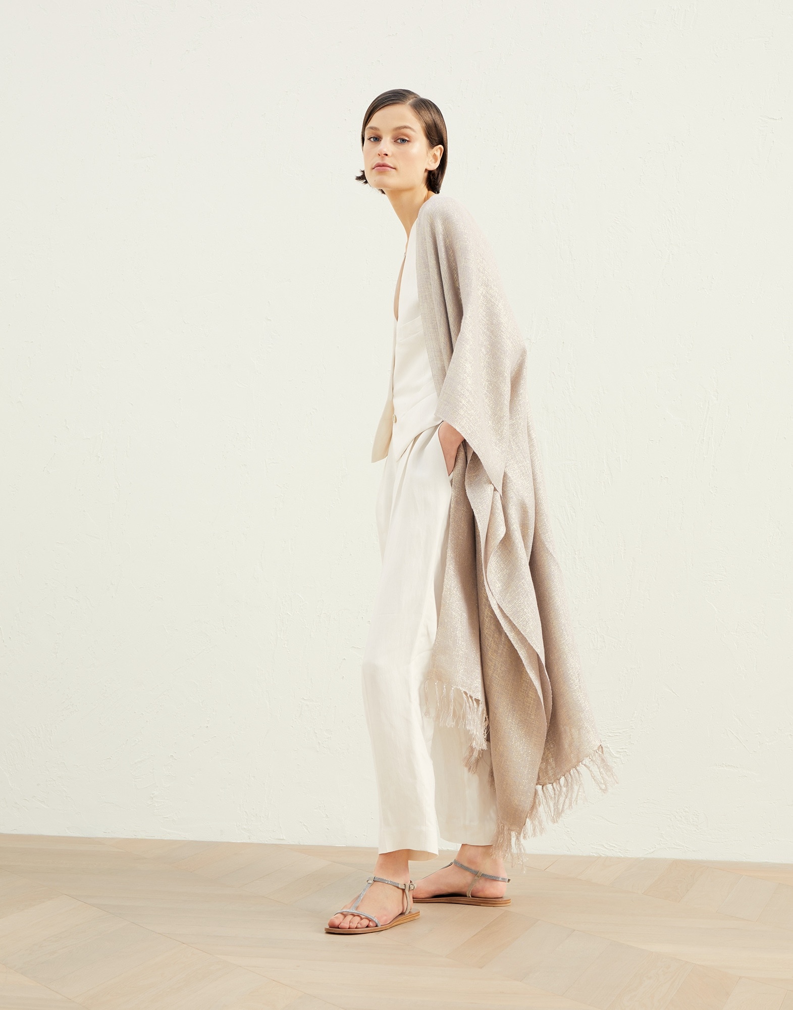 Sparkling regimental stripe linen shawl - 5