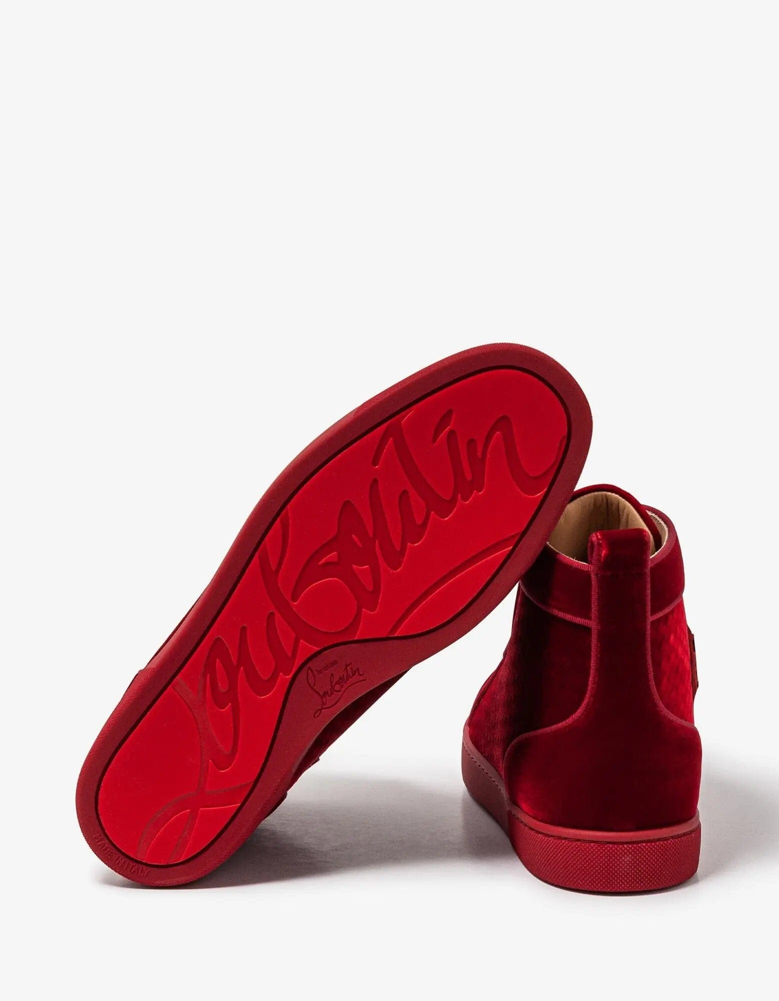 Christian Louboutin Louis Orlato Red Velvet High Top Trainers - 3